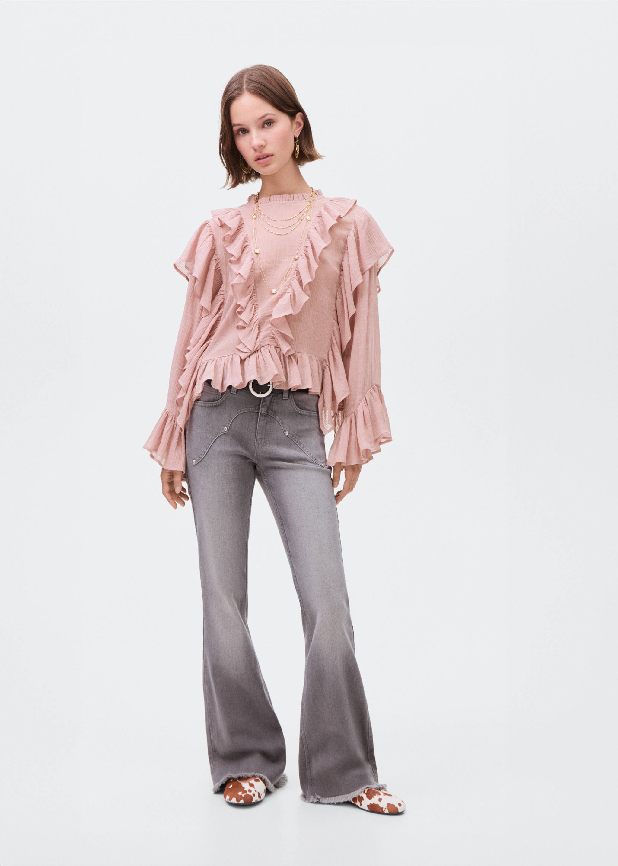 Ruffled blouse - General plane, Pink. Ref: 17014081-00.