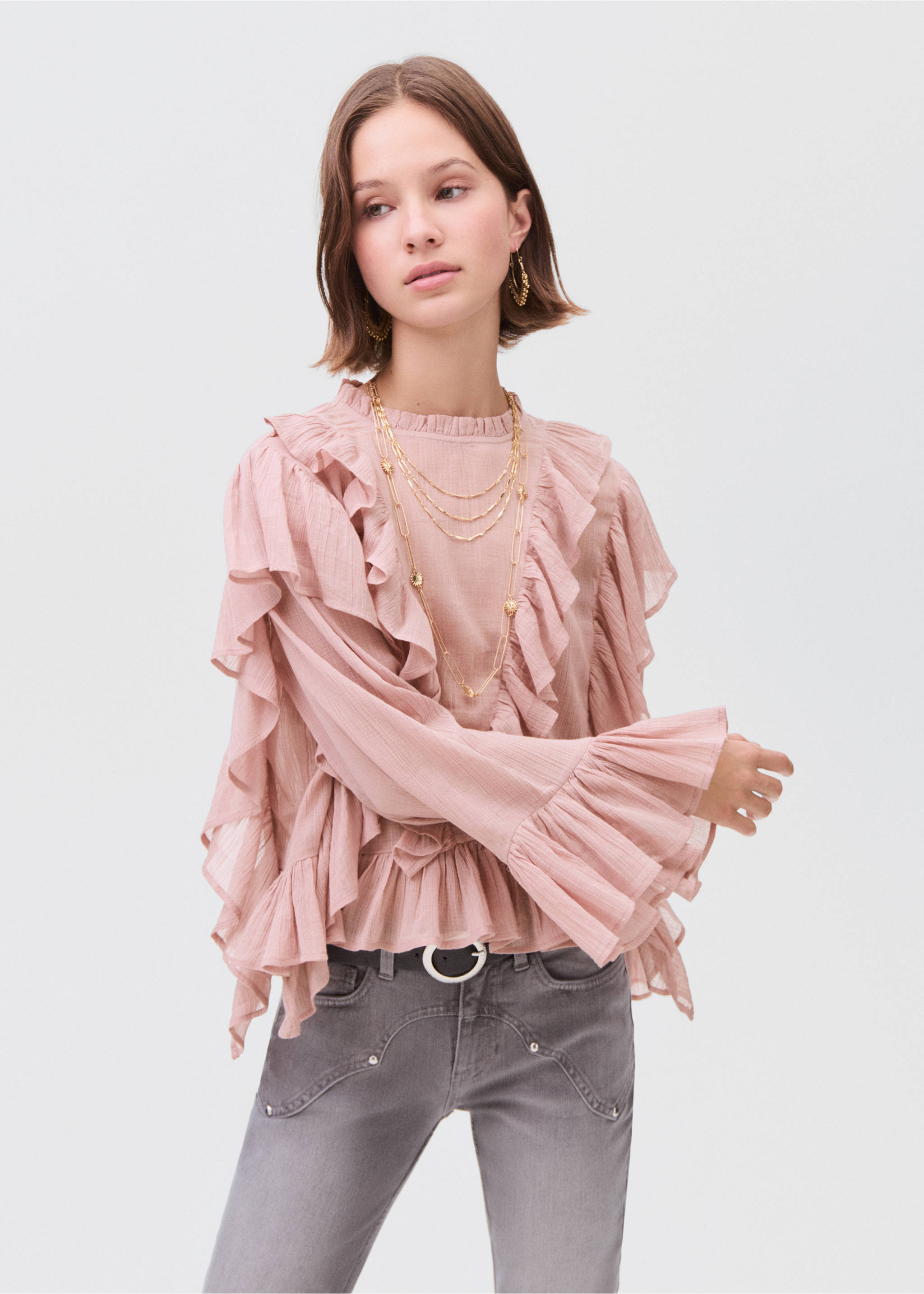 Ruffled blouse - Medium plane, Pink. Ref: 17014081-00.