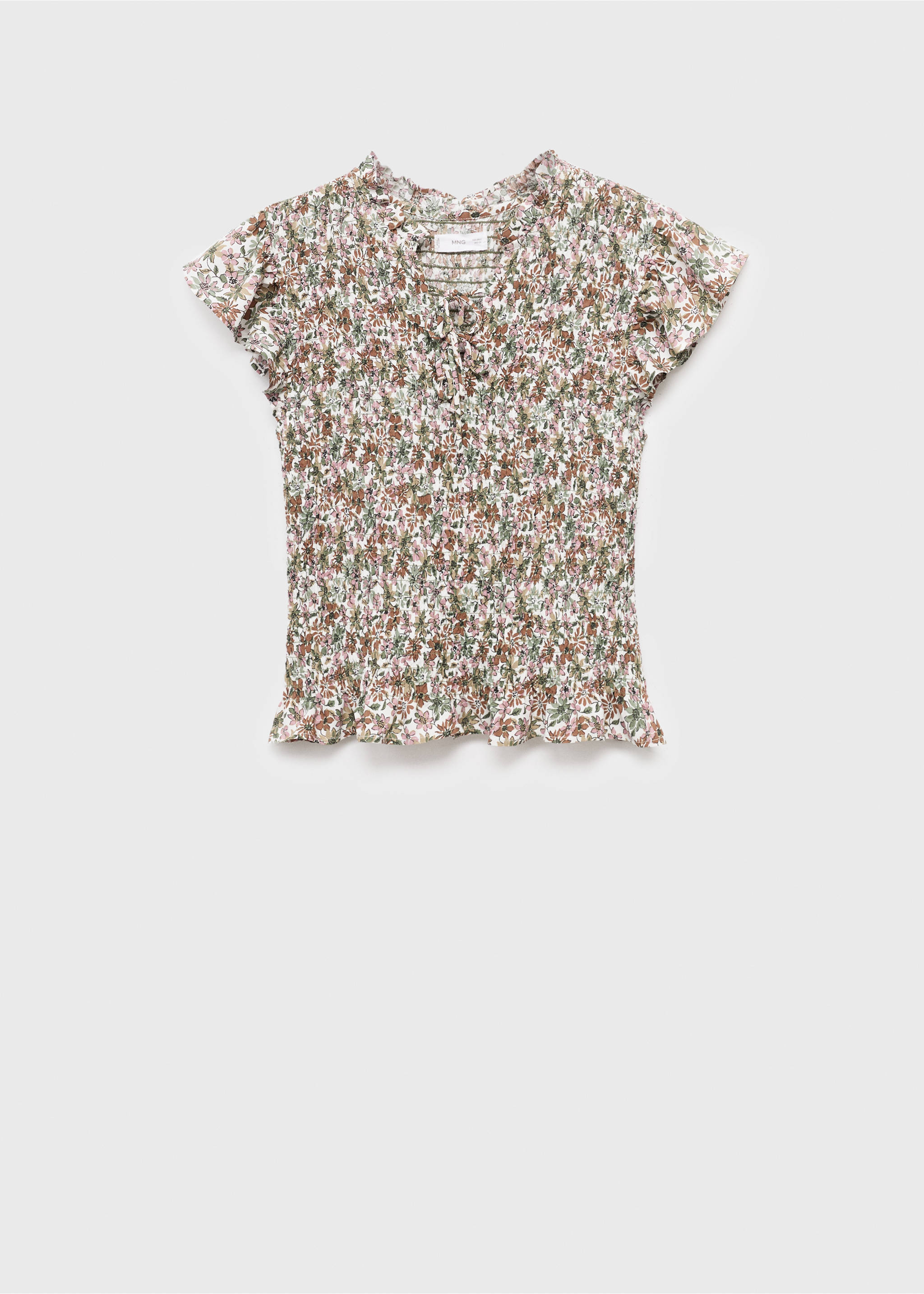 Bluse mit Blumenmuster - Artikel ohne Model, Cremeweiß. Ref: 17014082-00.