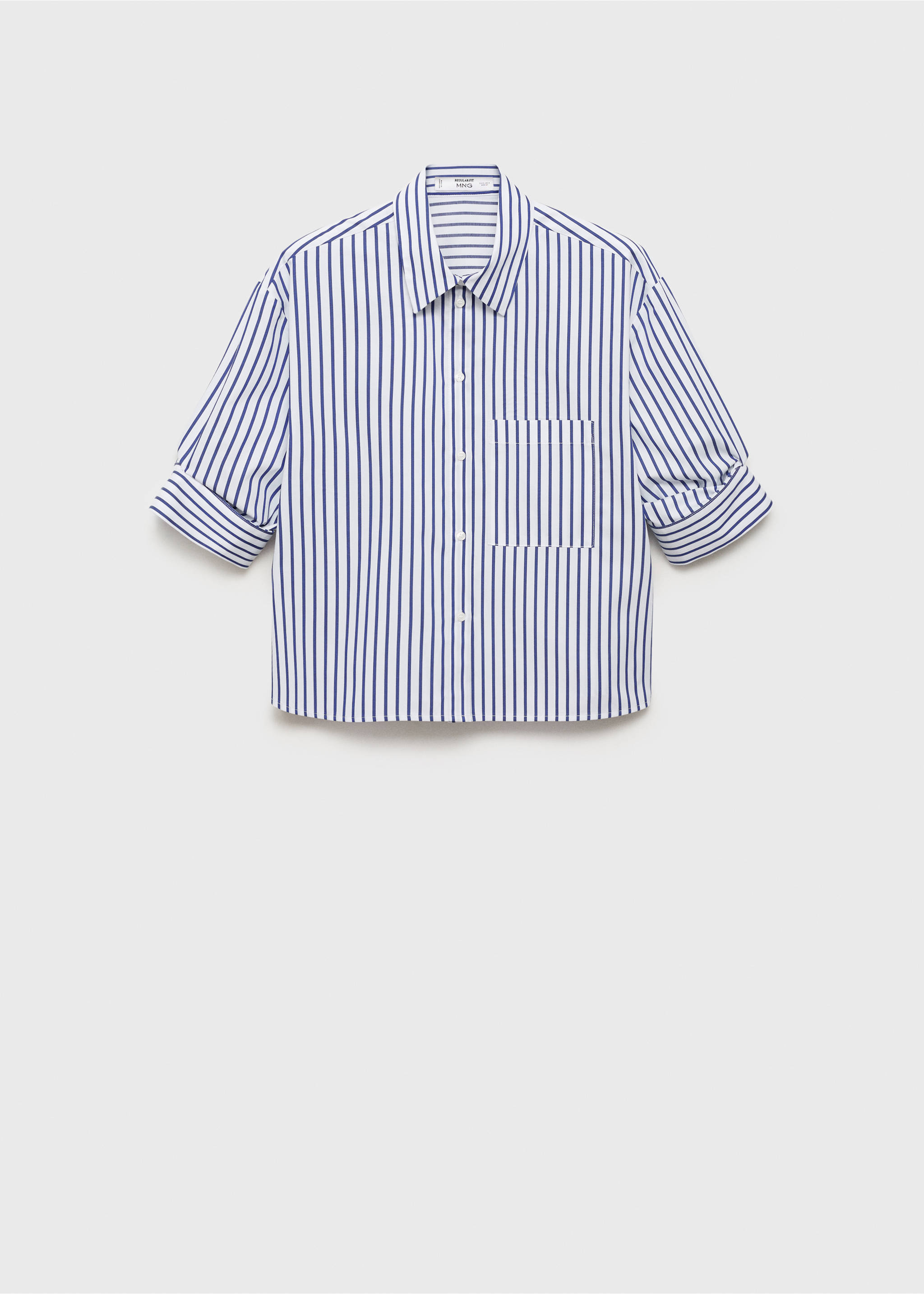 Striped cropped shirt - Article without model, Sky Blue. Ref: 17014083-00.