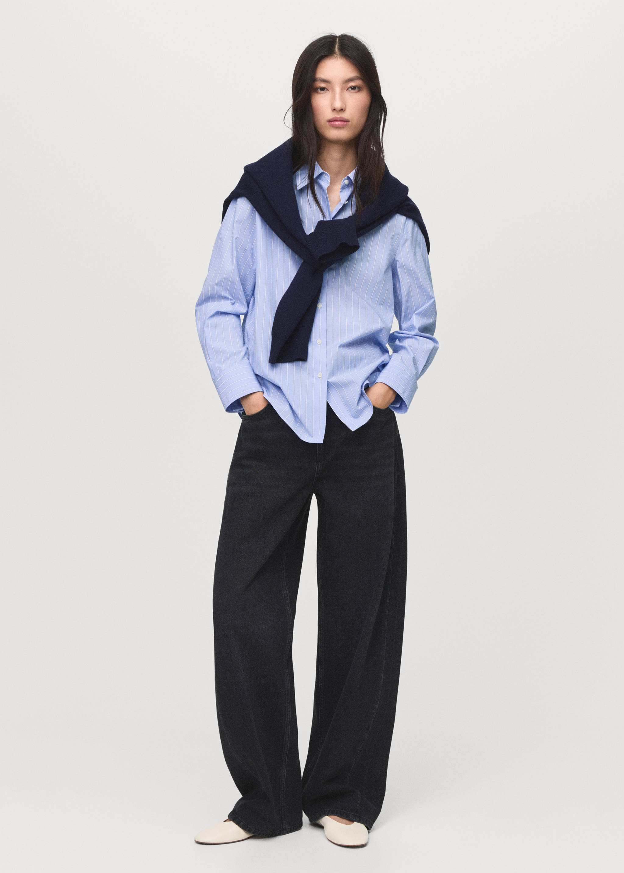 Cotton and lyocell blend straight shirt - General plane