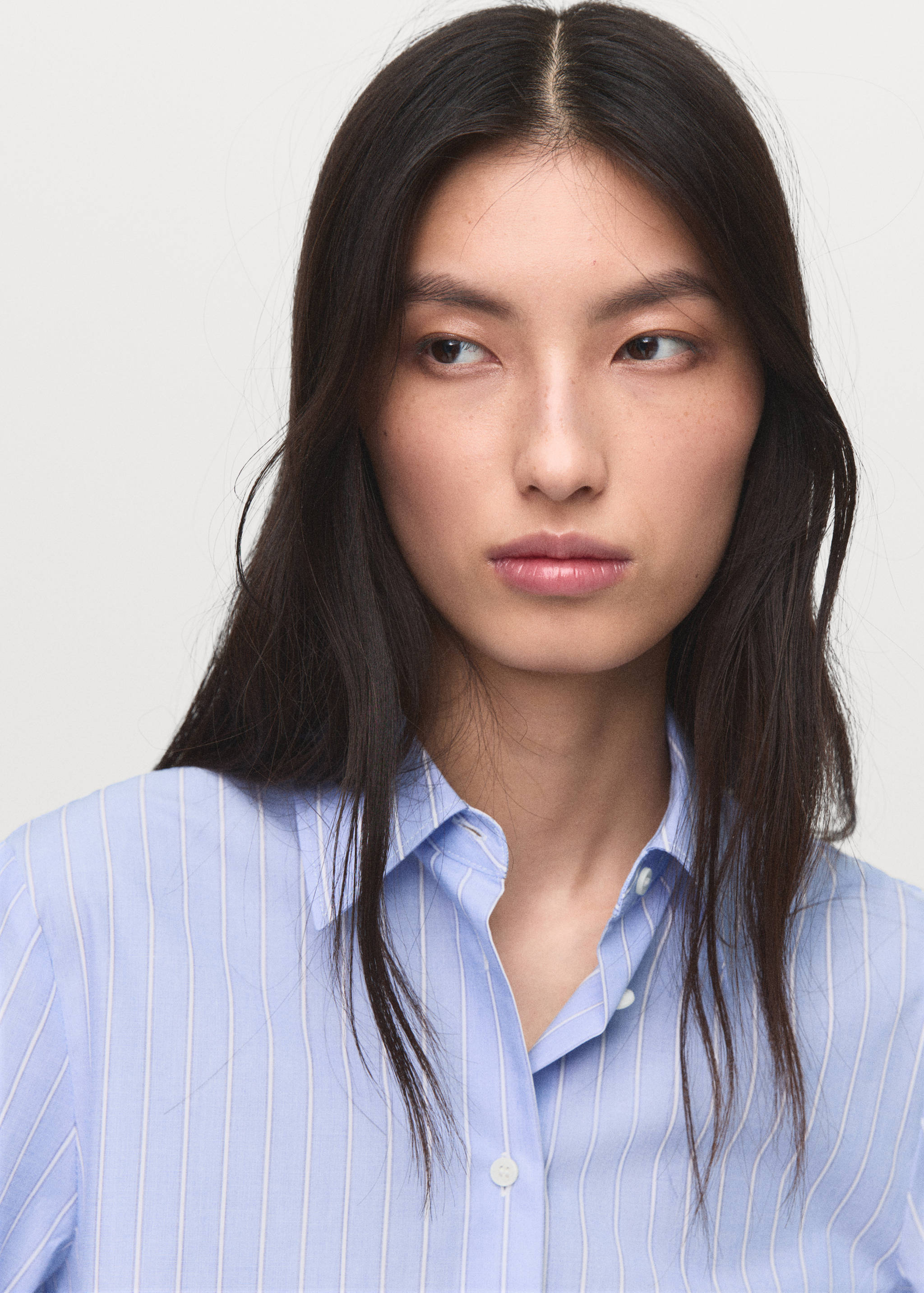 Cotton and lyocell blend straight shirt - Details of the article 1