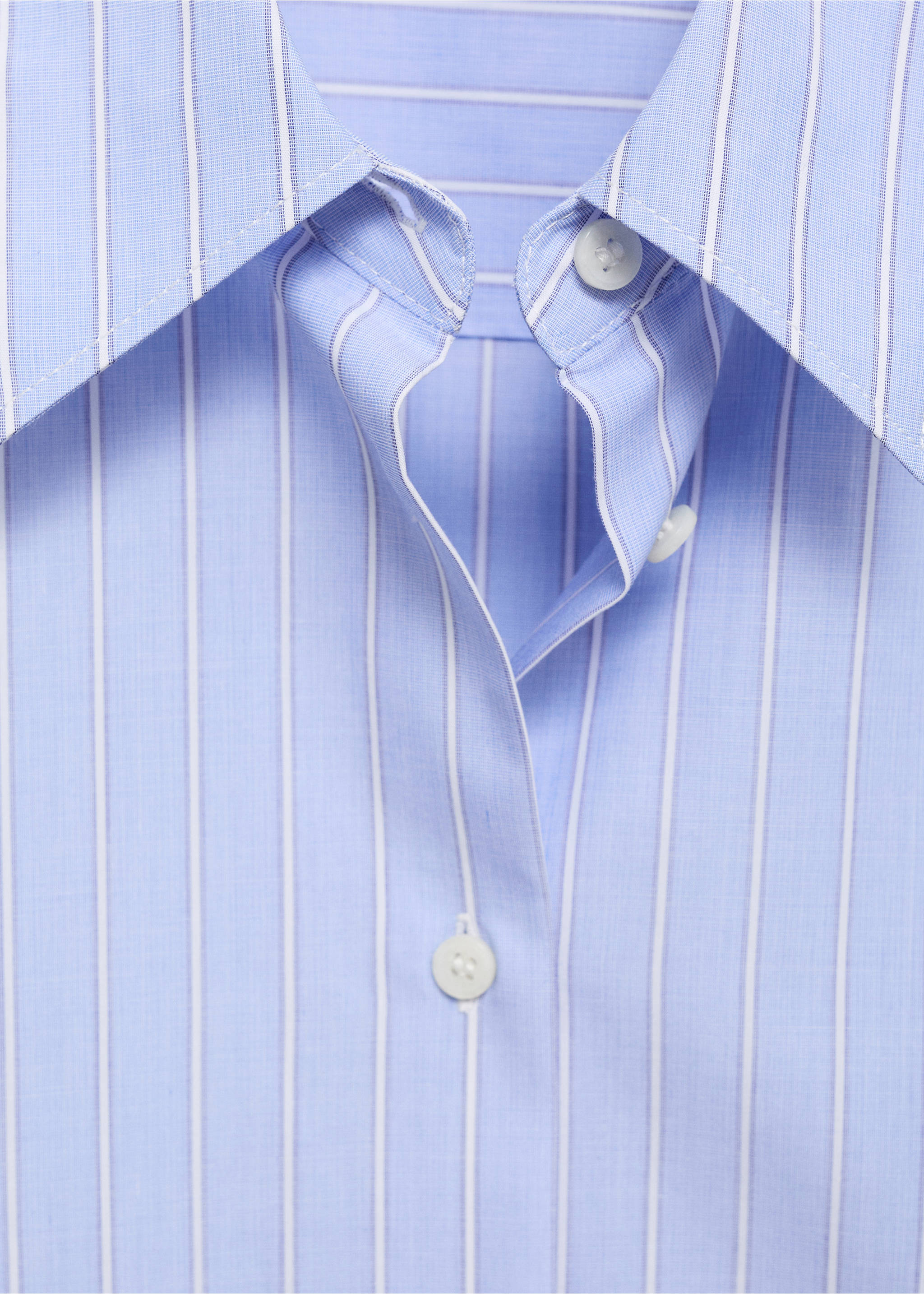 Cotton and lyocell blend straight shirt - Details of the article 8, Sky Blue. Ref: 17014088-00.