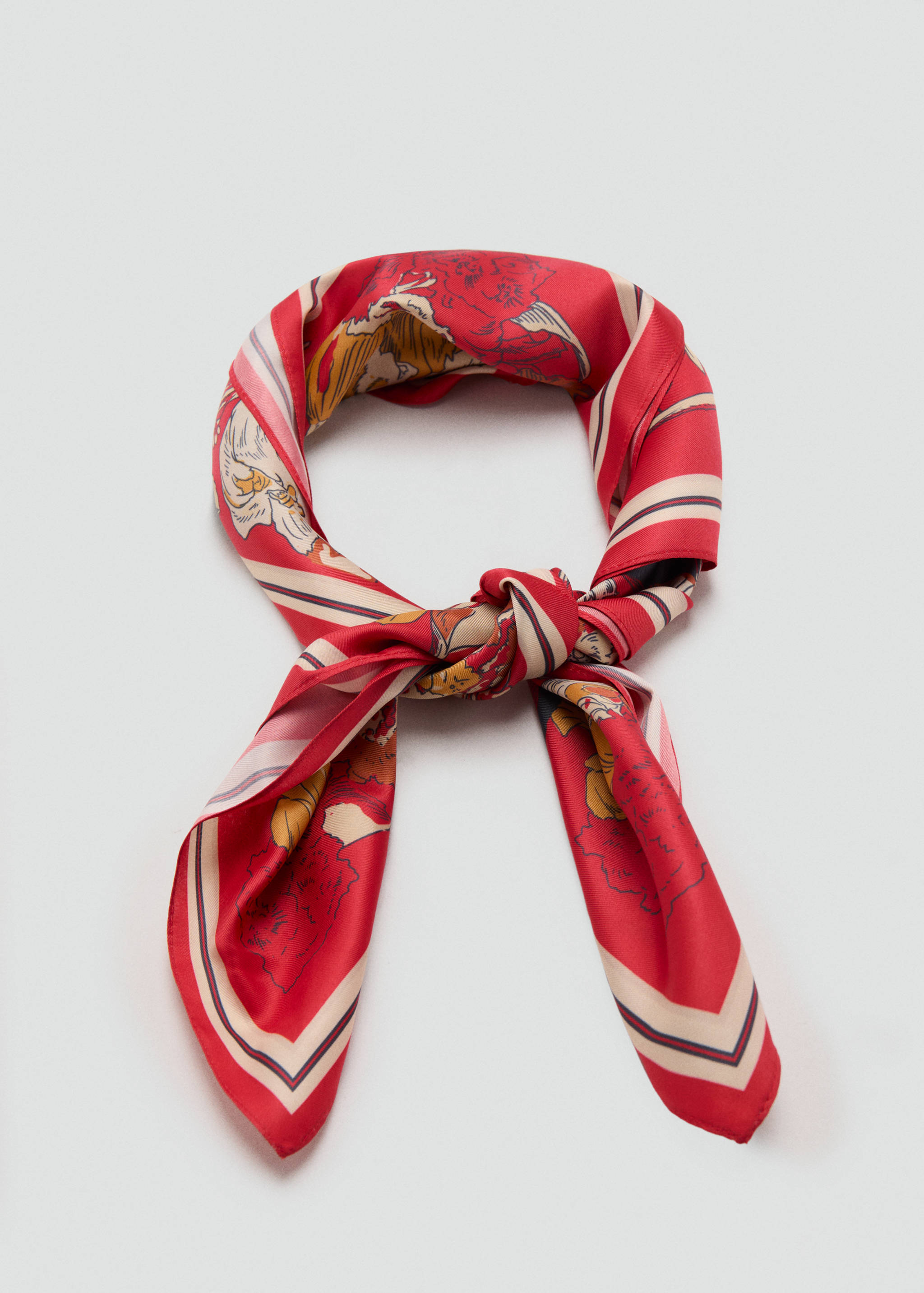 Floral satin scarf - Medium plane