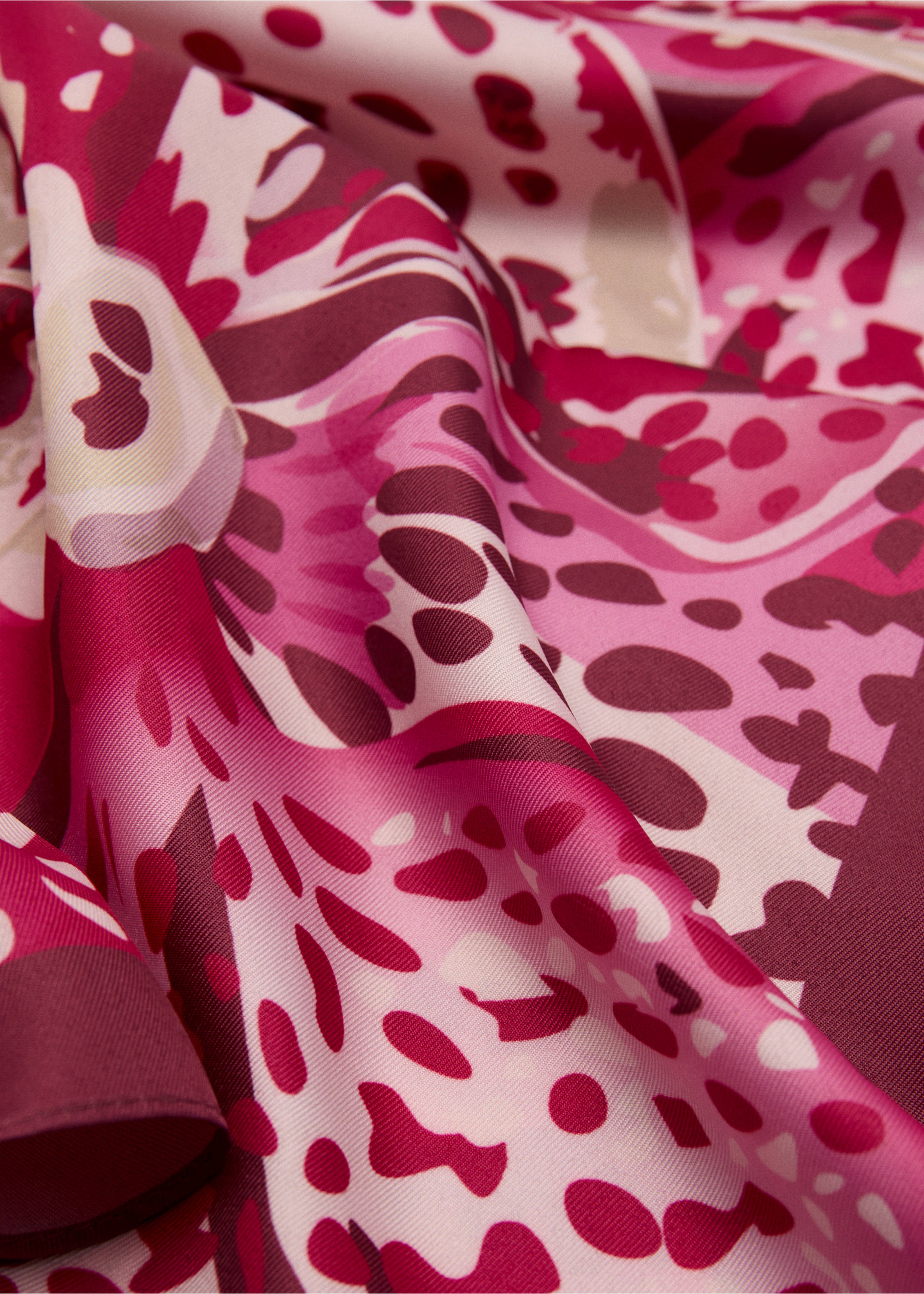 Orchid-print satin scarf - Medium plane, Pink. Ref: 17014094-00.