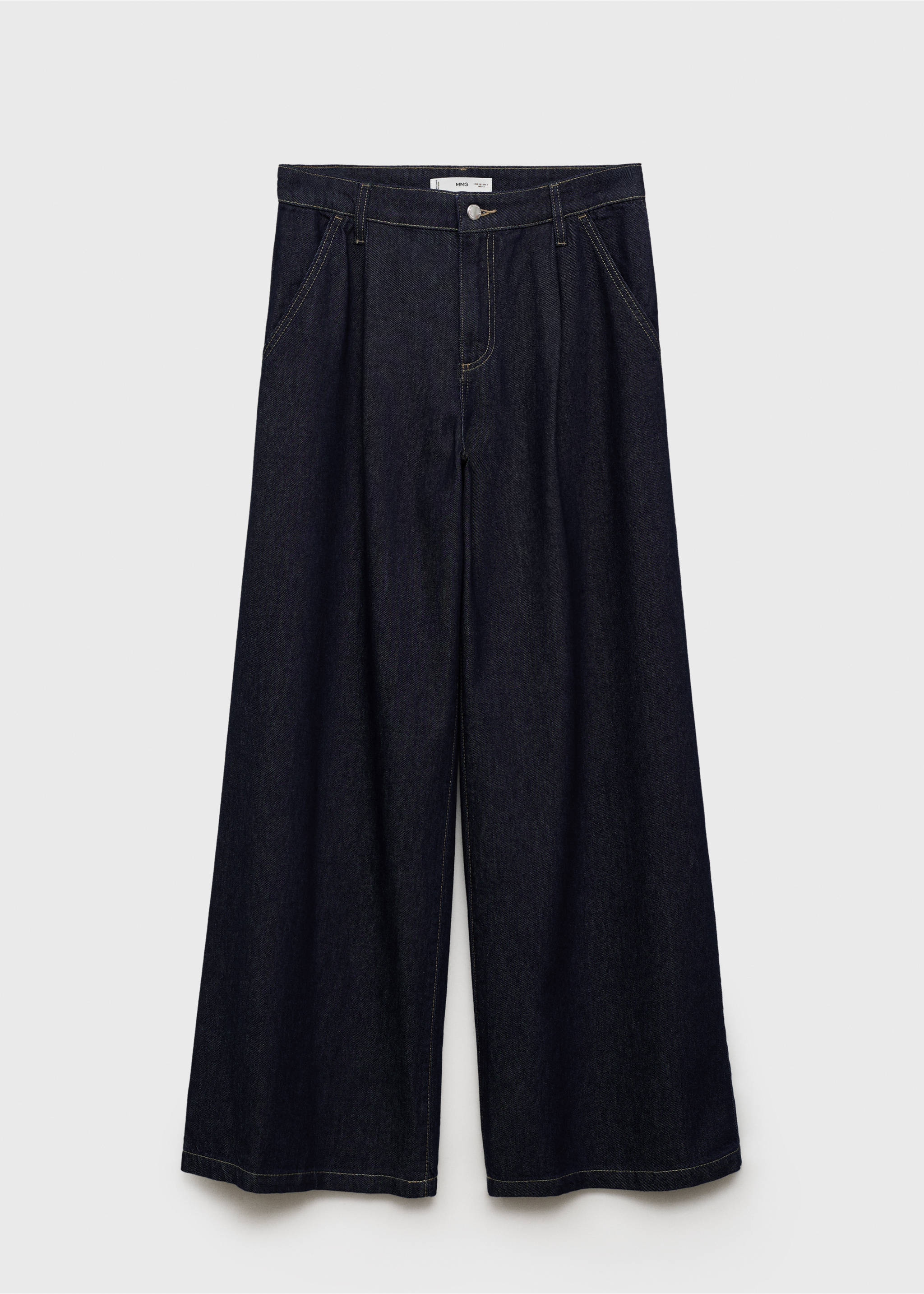Wide leg pleated jeans - Article without model, Dark Blue. Ref: 17014096-00.