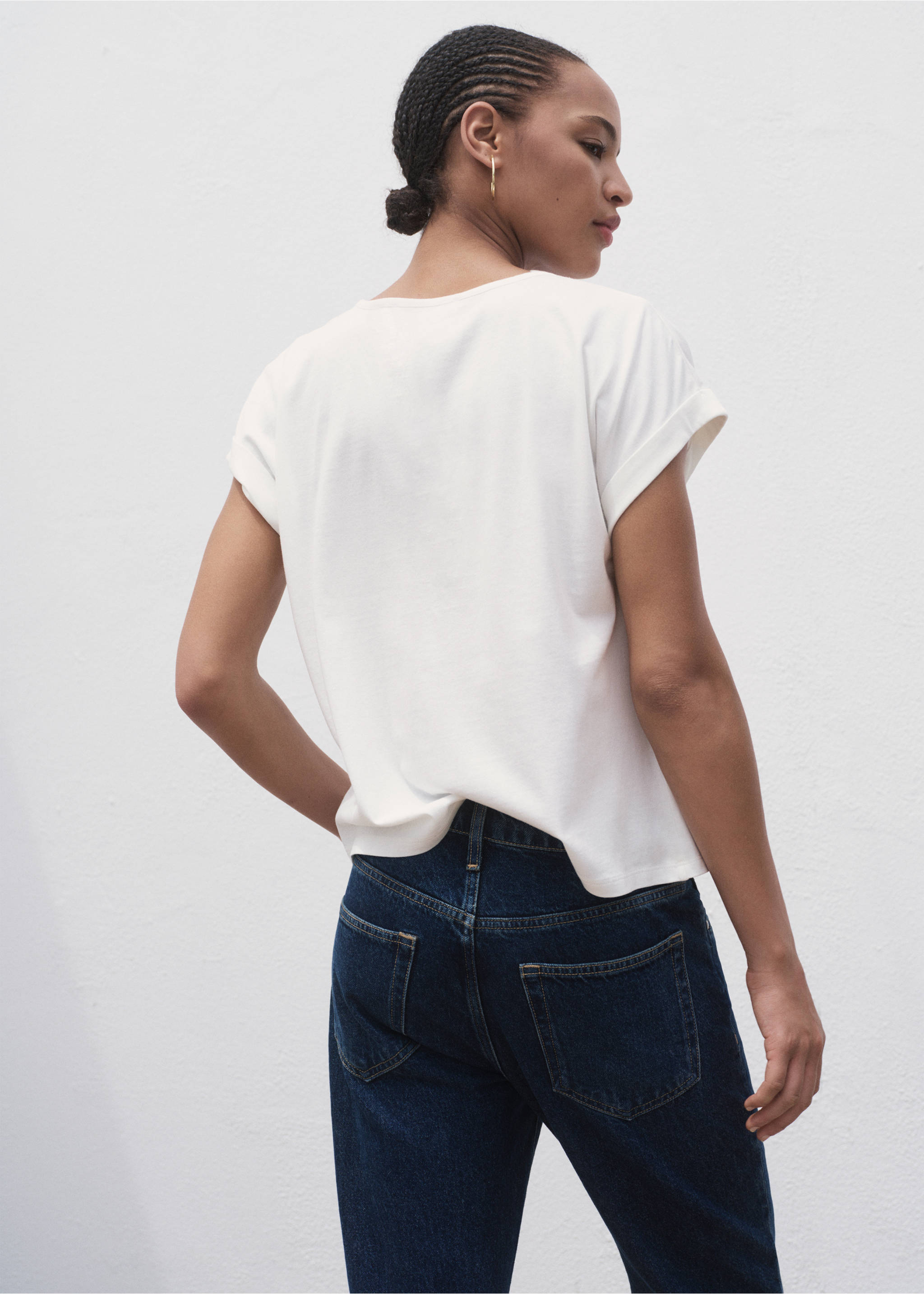 Cotton t-shirt with openwork detail - Reverse of the article, Off White. Ref: 17014098-00.