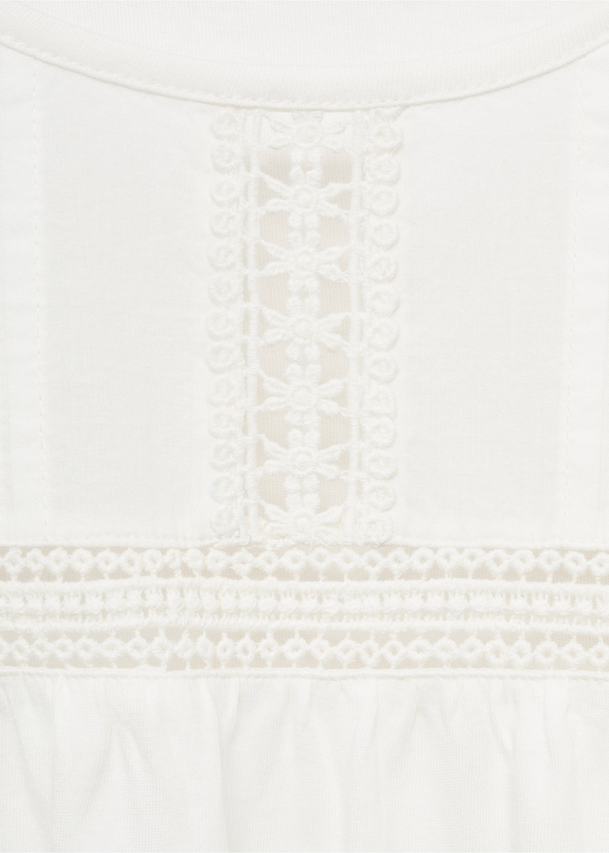Cotton t-shirt with openwork detail - Details of the article 0, Off White. Ref: 17014098-00.