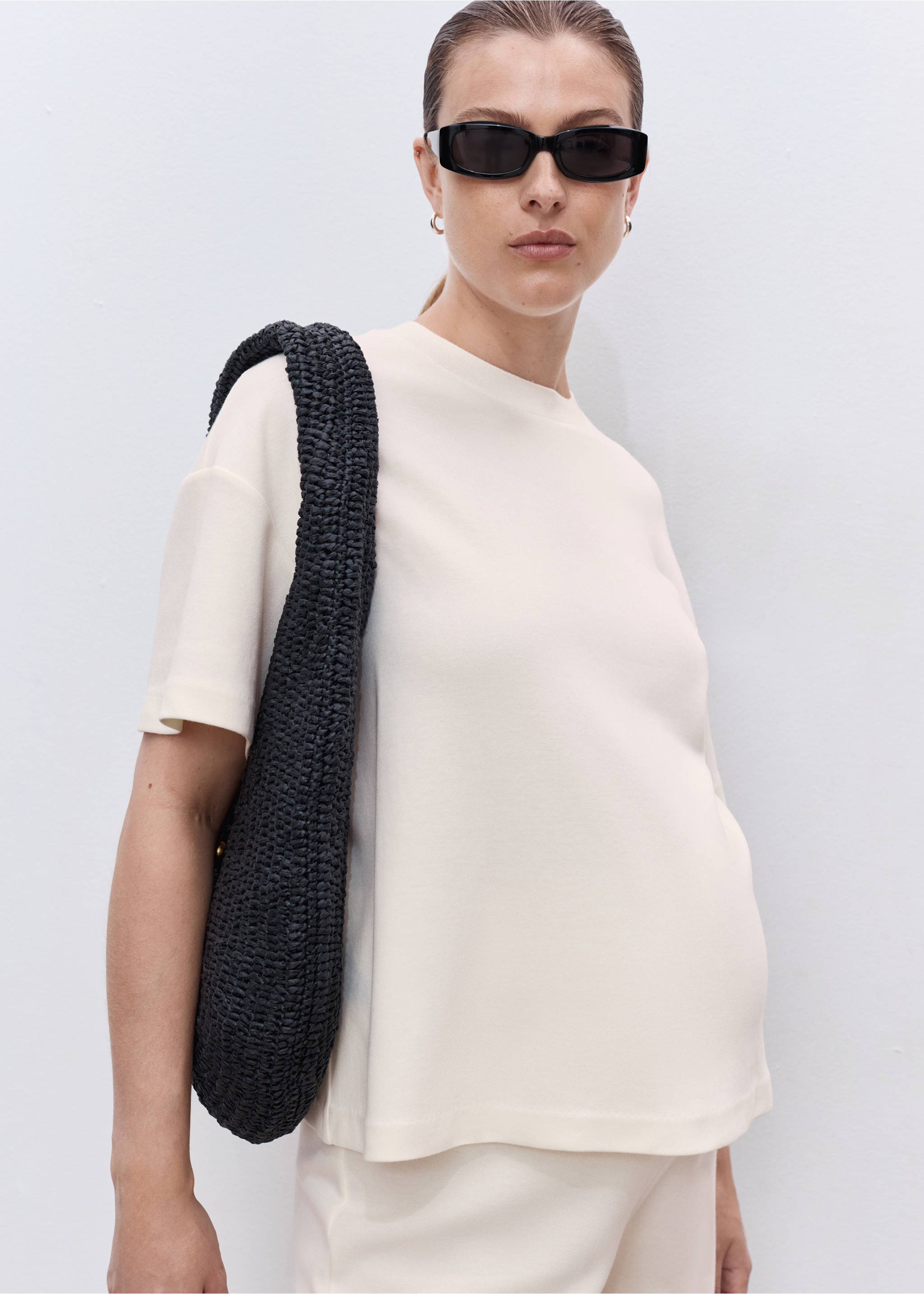 Cotton maternity t-shirt - Medium plane, Ecru. Ref: 17014100-00.