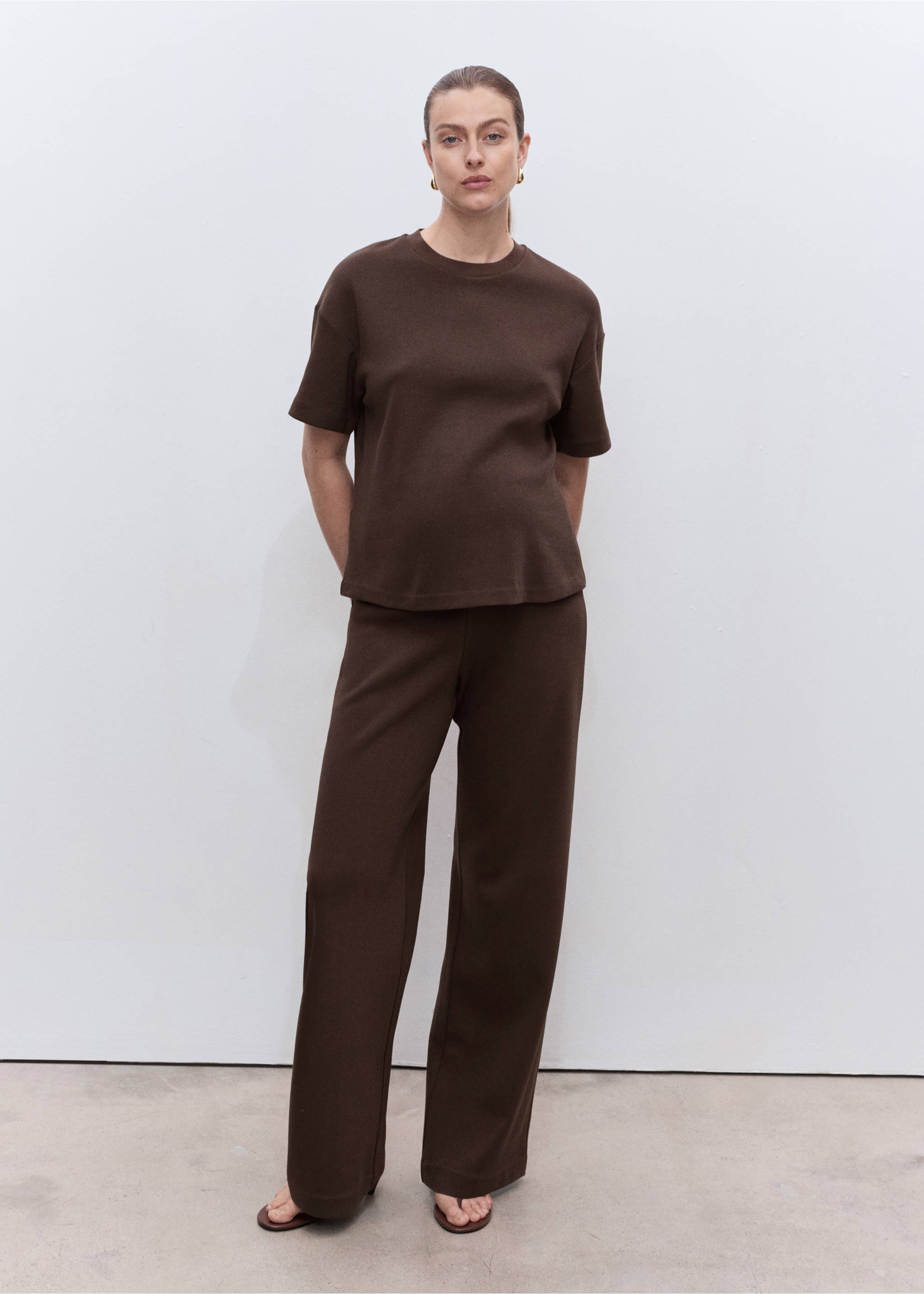 Cotton maternity t-shirt - General plane, Brown. Ref: 17014100-00.