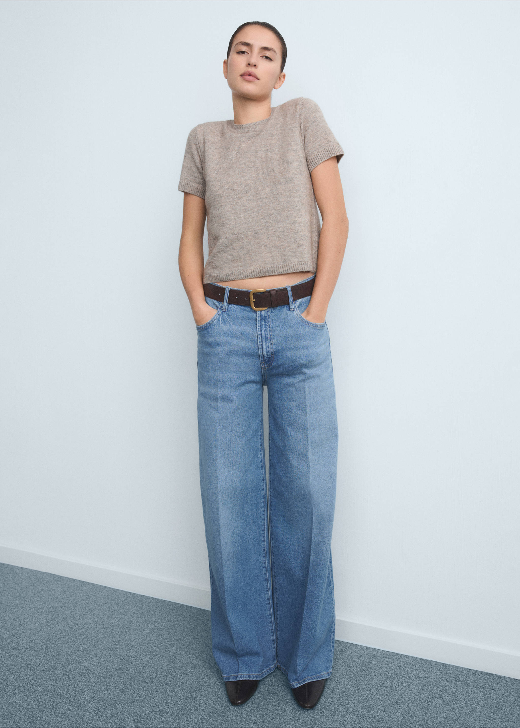 High-waisted wideleg jeans - General plane, Medium Blue. Ref: 17014101-00.