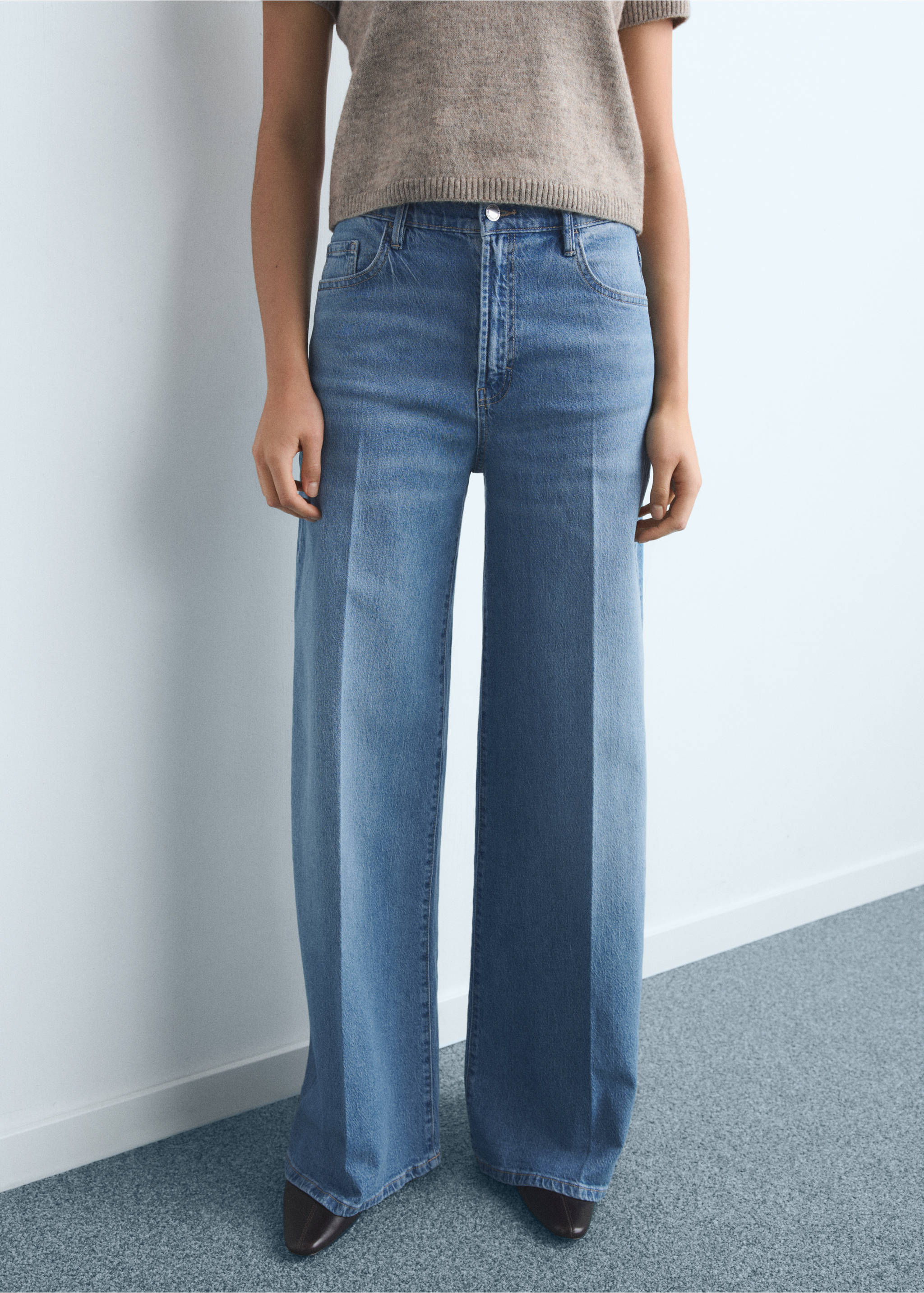 High-waisted wideleg jeans - Medium plane, Medium Blue. Ref: 17014101-00.