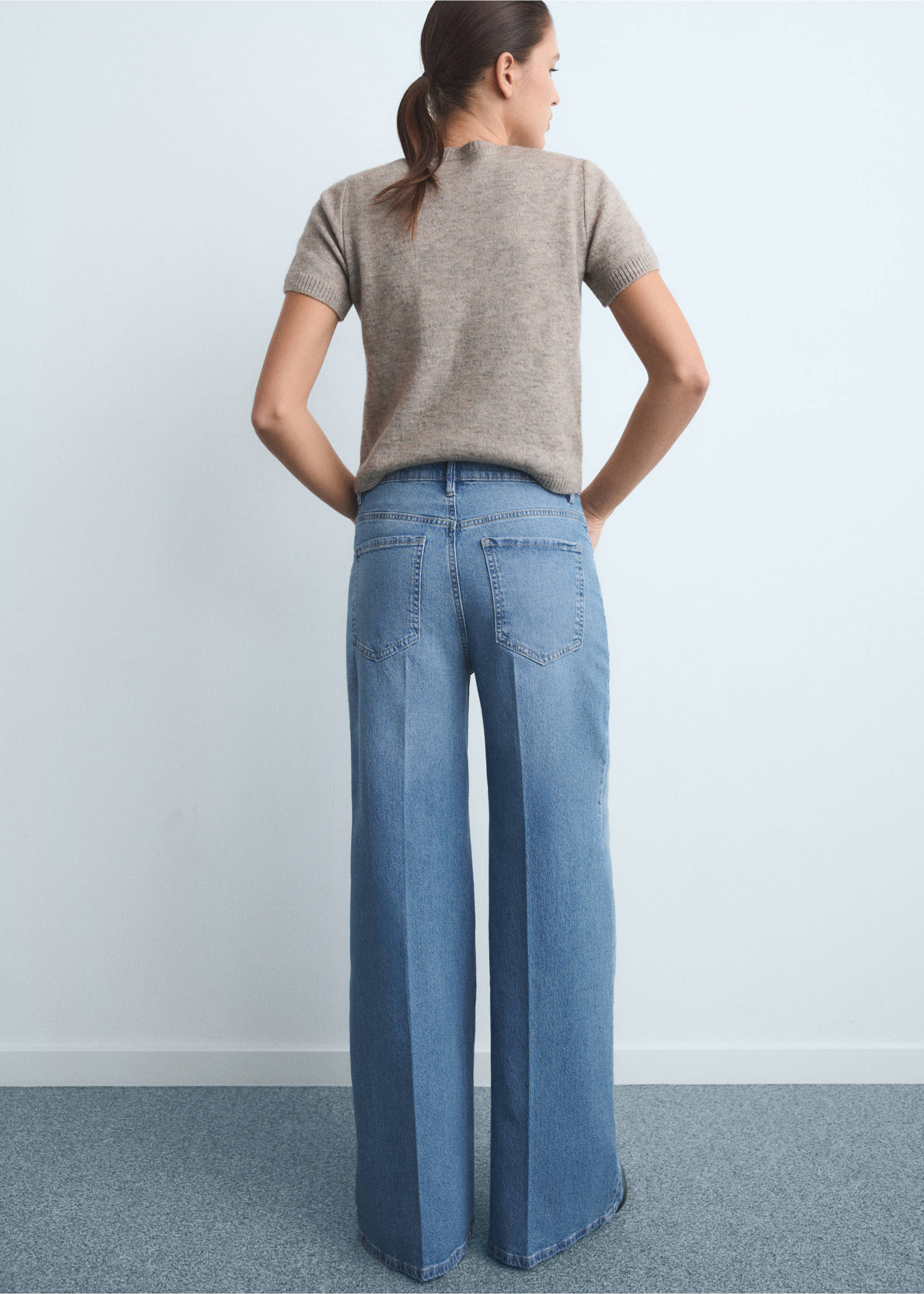 High-waisted wideleg jeans - Reverse of the article, Medium Blue. Ref: 17014101-00.