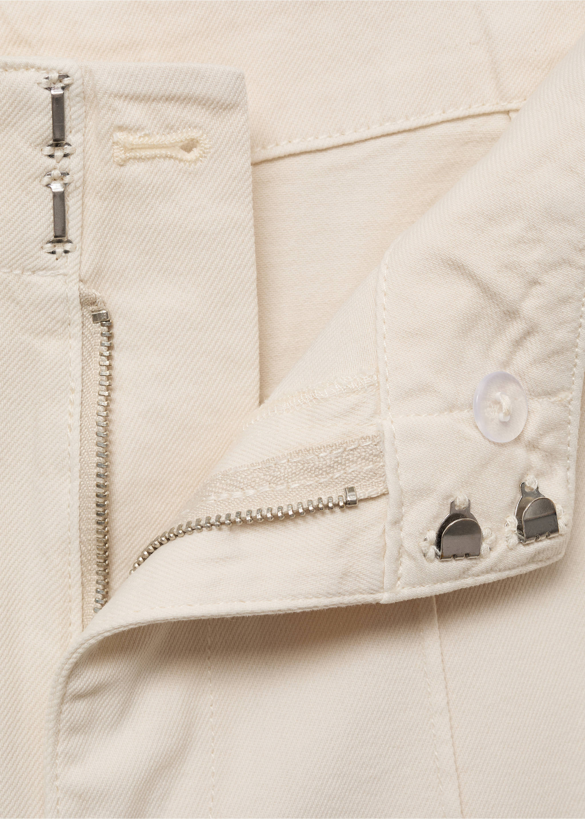 Wide leg denim pants with stitching - Details of the article 0, Ecru. Ref: 17014103-00.