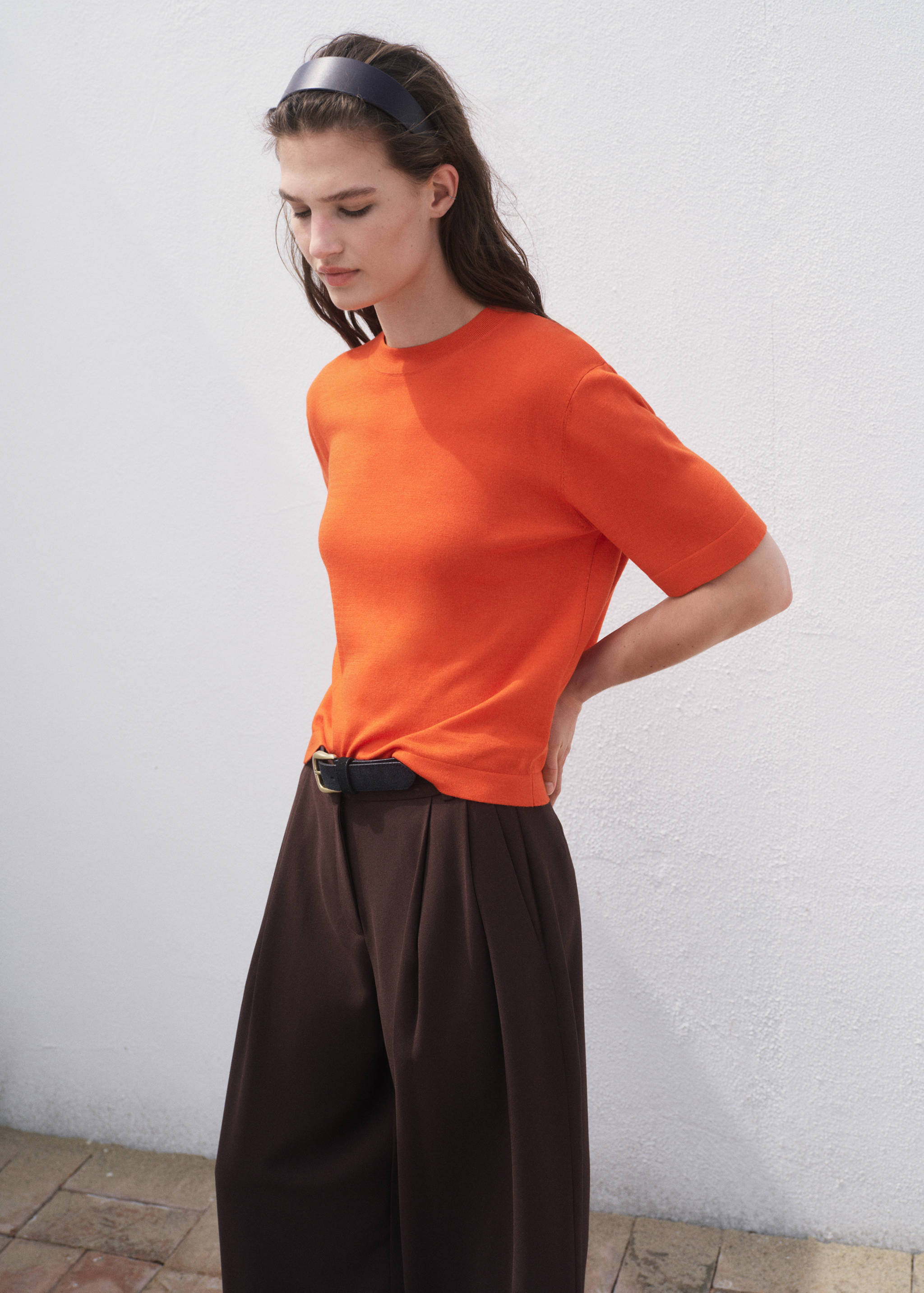 Pull-over maille fine manches courtes - Plan moyen