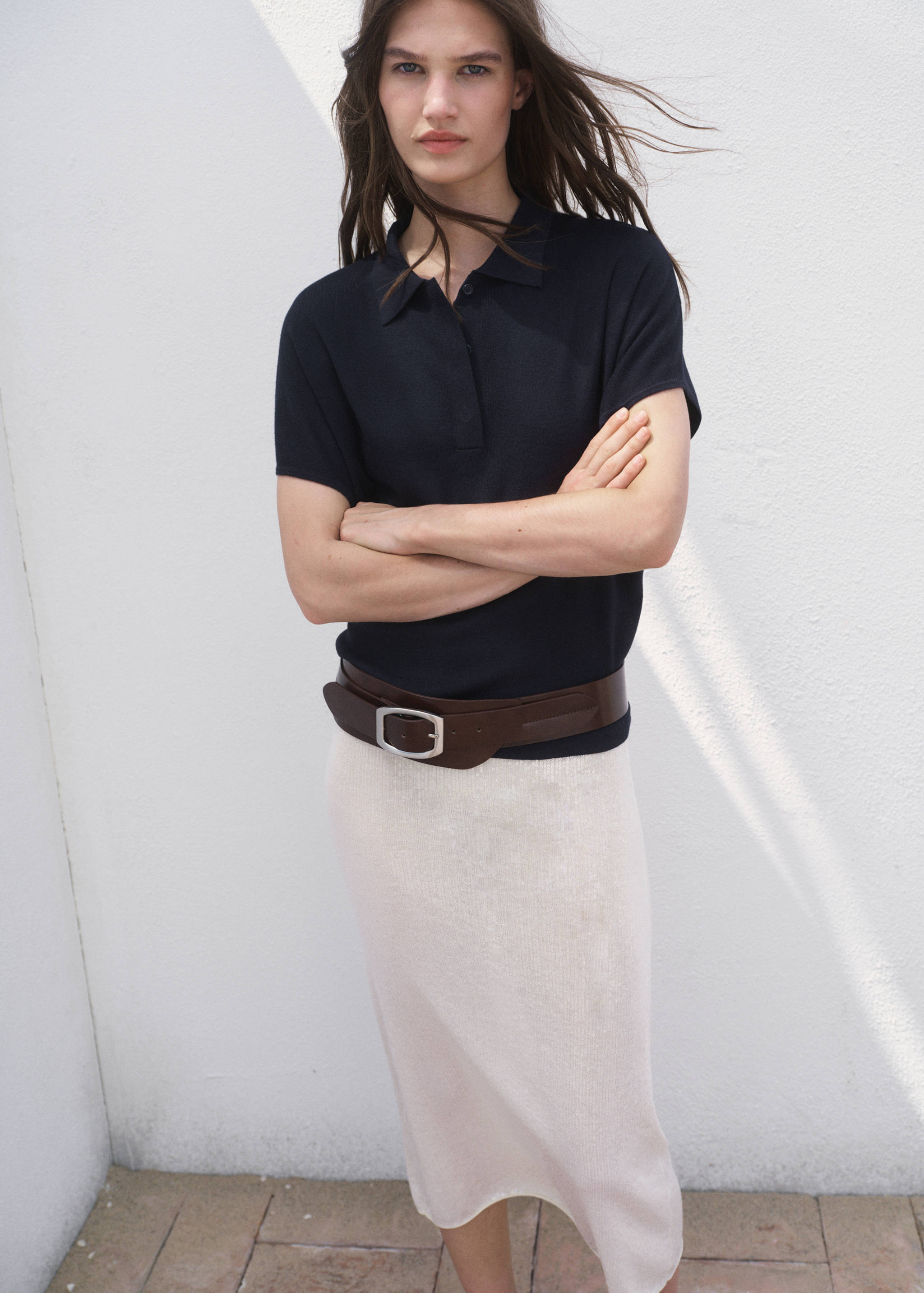 Pull-over col polo manches courtes - Plan moyen