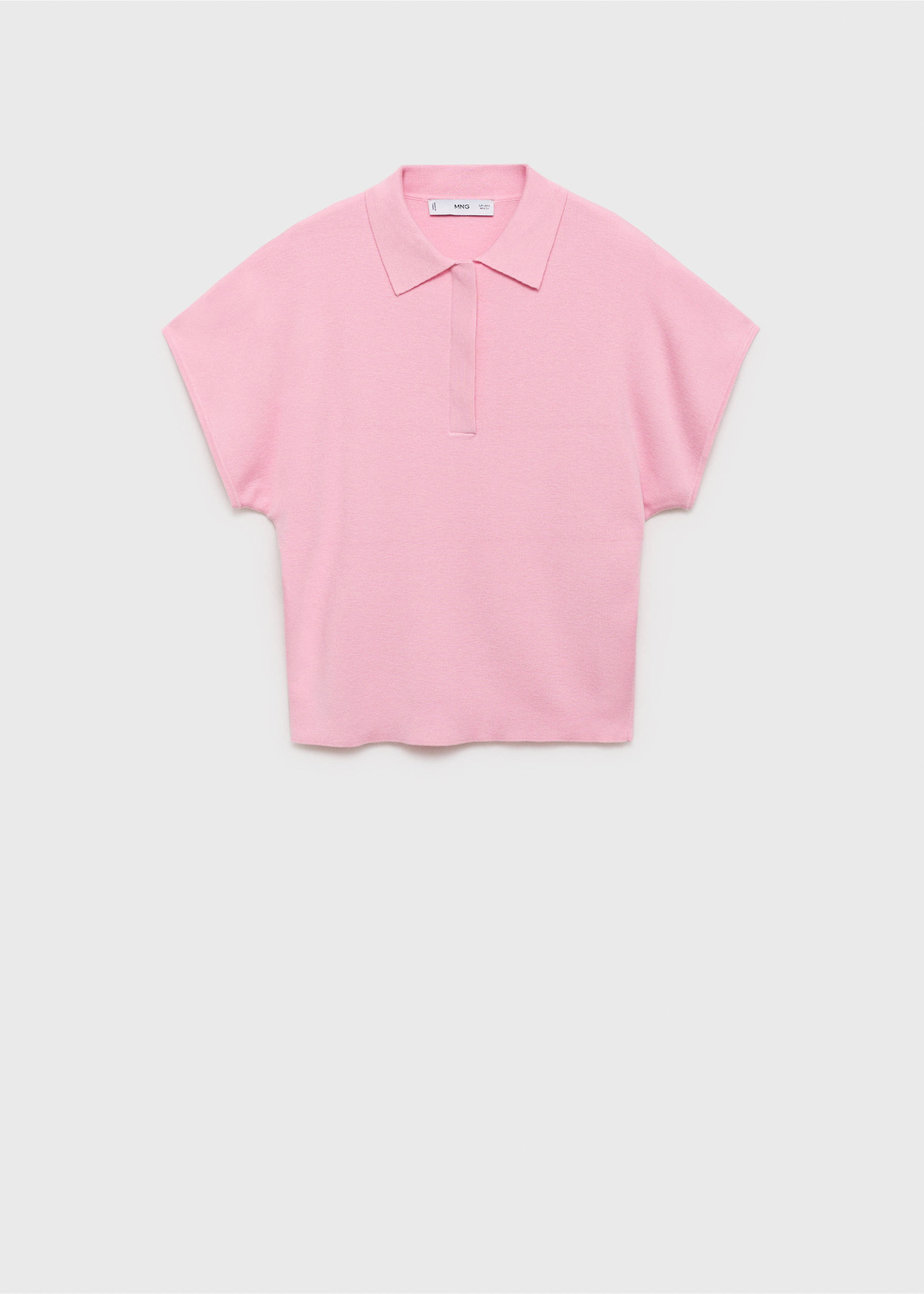 Kurzam-Pullover mit Poloshirt-Kragen - Artikel ohne Model, Rosa. Ref: 17014105-00.