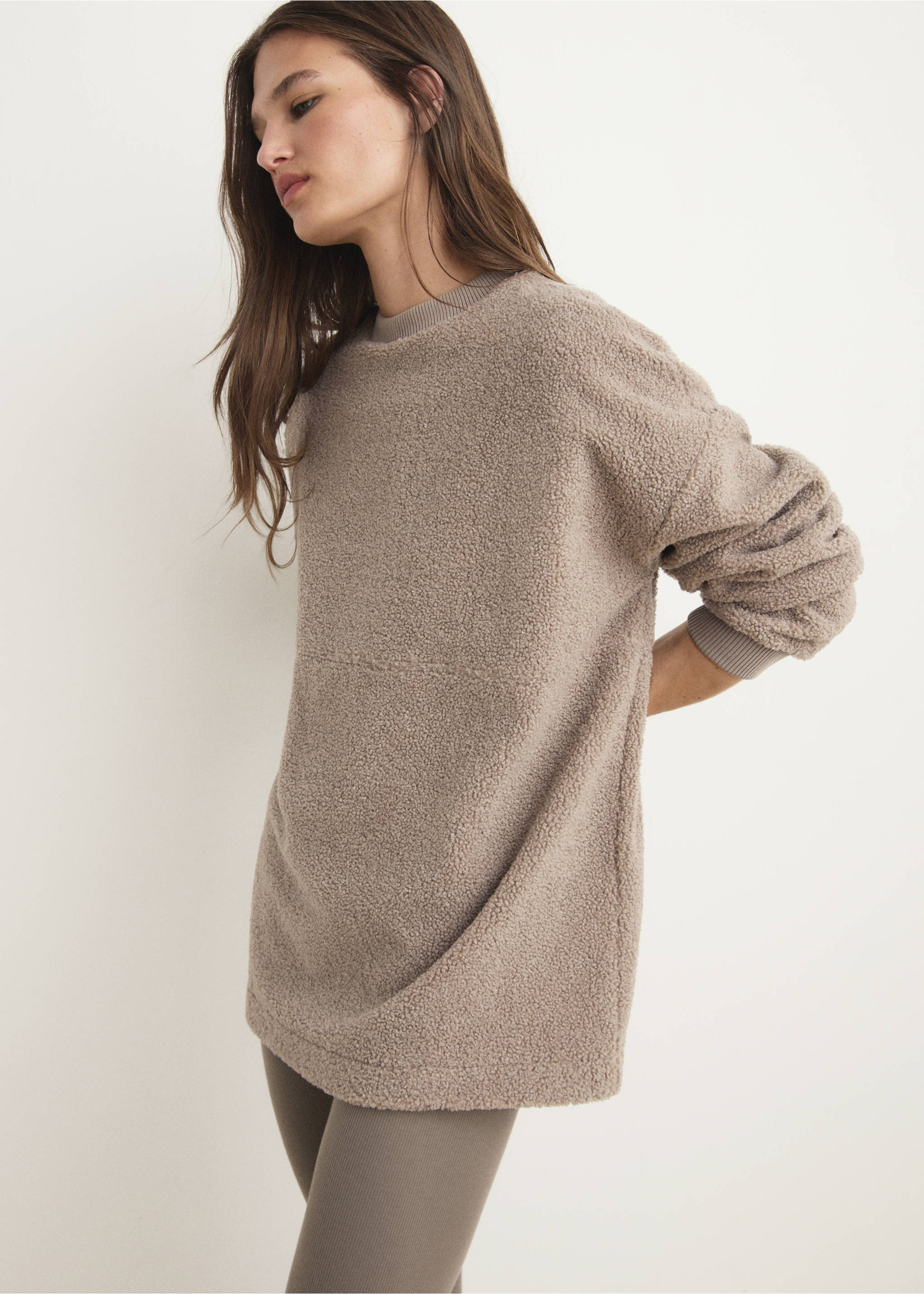 Shearling pyjama sweatshirt - Medium plane, Medium Brown. Ref: 17014106-00.