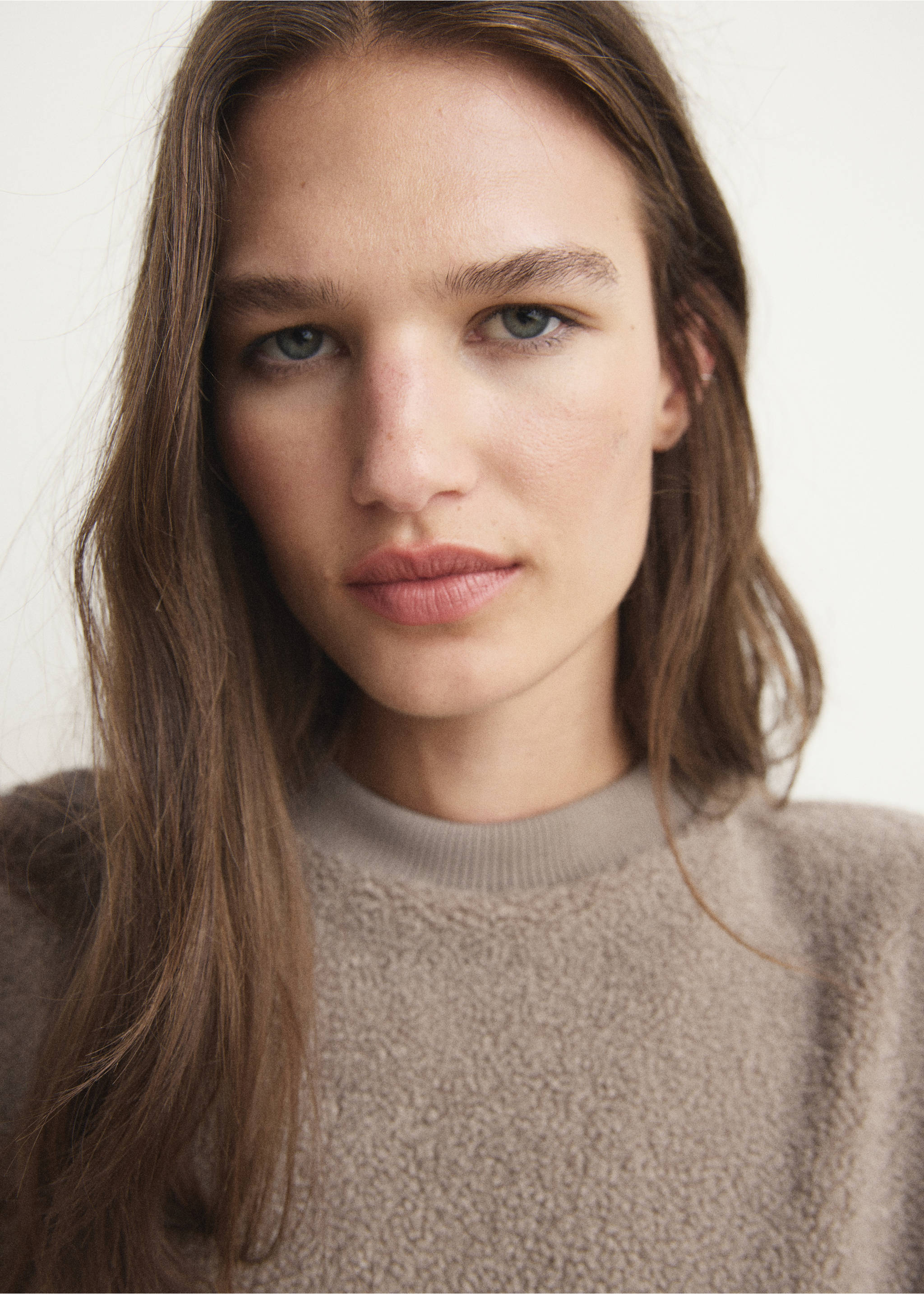 Shearling pyjama sweatshirt - Details of the article 1, Medium Brown. Ref: 17014106-00.