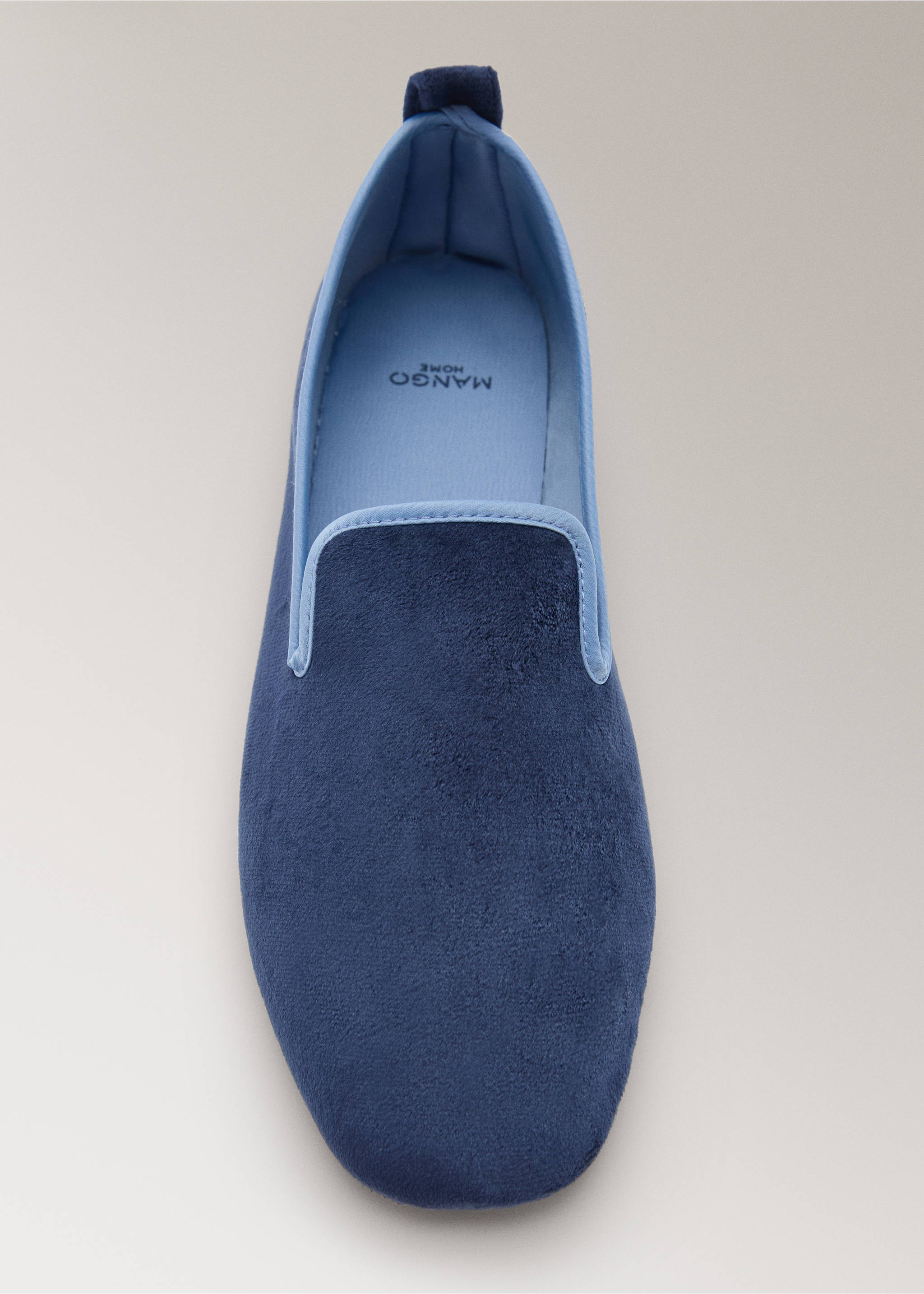 Velour slippers with piping - Details of the article 2, Night Blue. Ref: 17014107-00.
