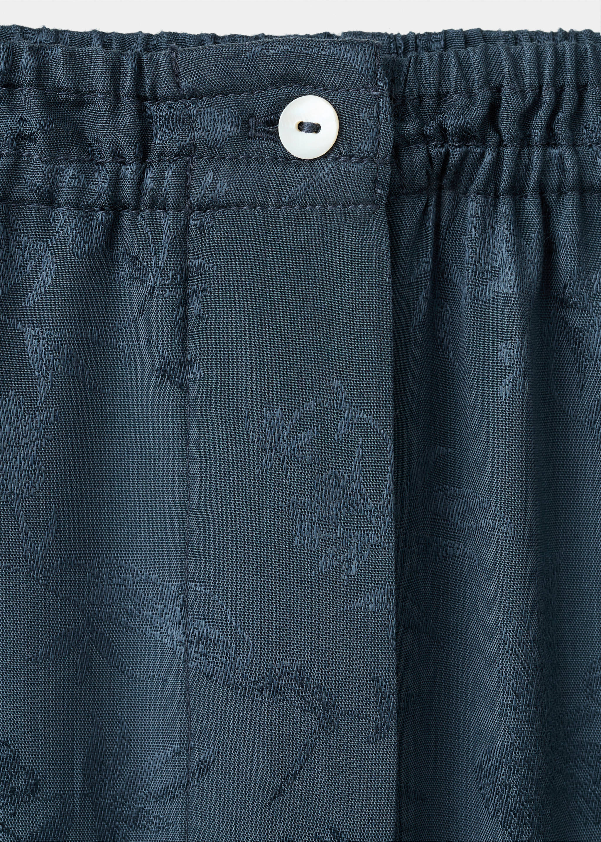 Pantalon de pyjama en satin jacquard - Détail de l'article 8, Bleu nuit. Ref: 17014109-00.