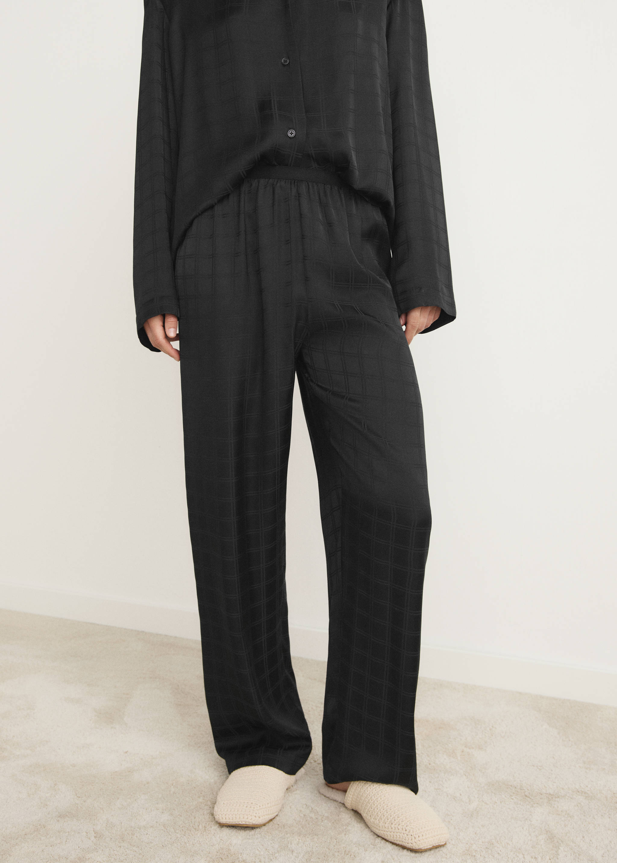 Pantalon pyjama carreaux rayonne - Plan moyen
