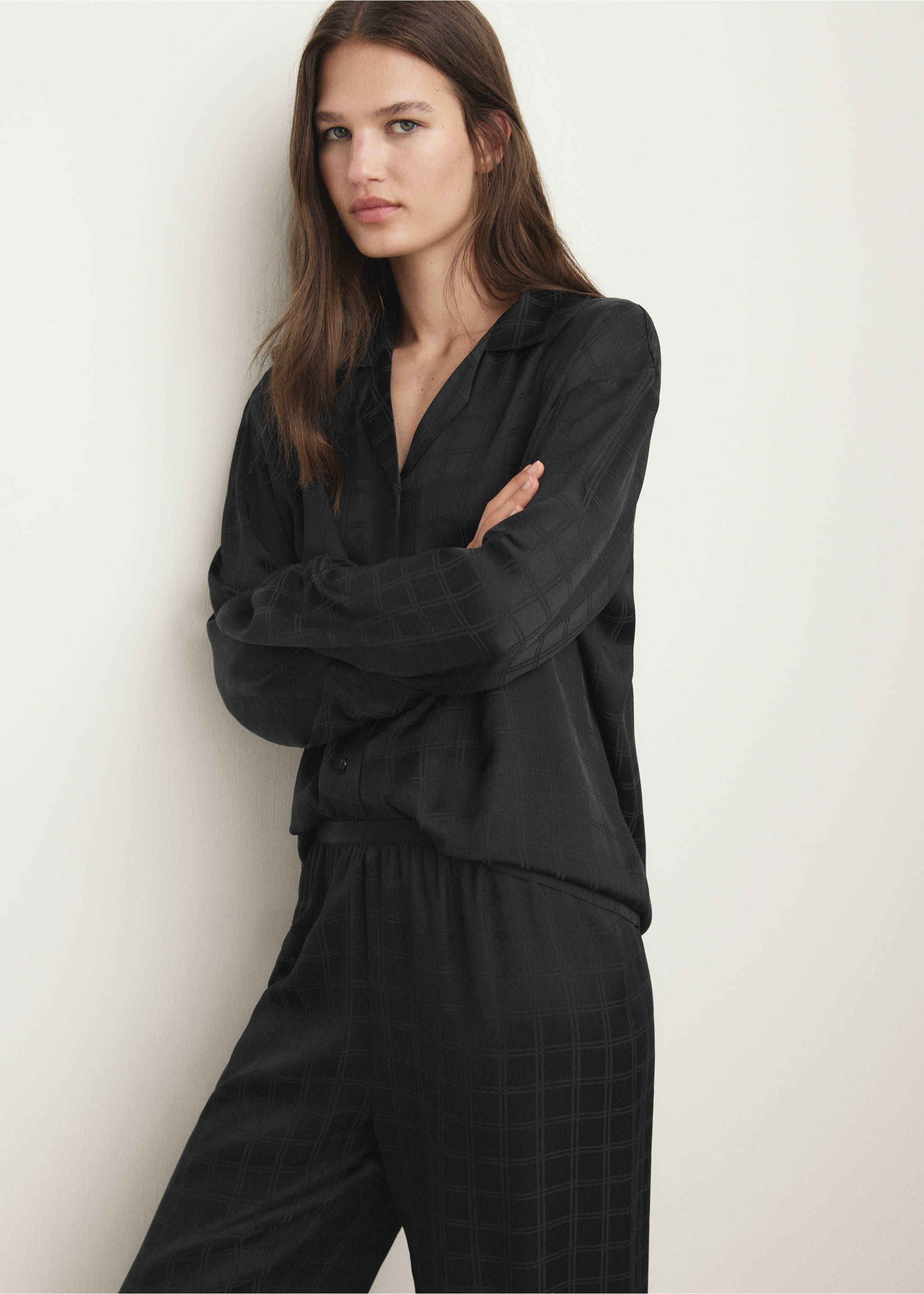 Pantalon pyjama carreaux rayonne - Détail de l'article 1, Noir. Ref: 17014111-00.