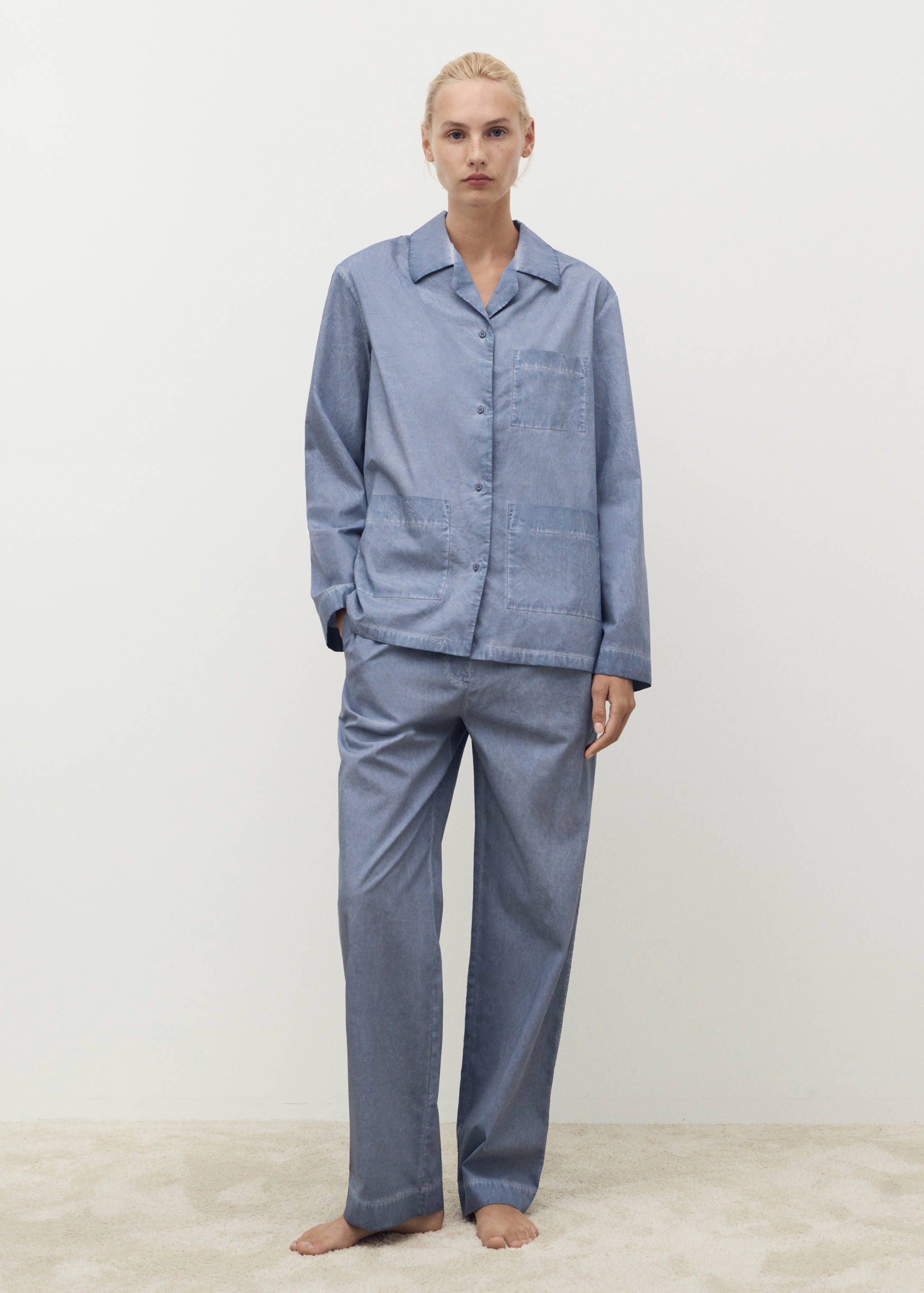 Garment-dyed cotton long trousers - General plane