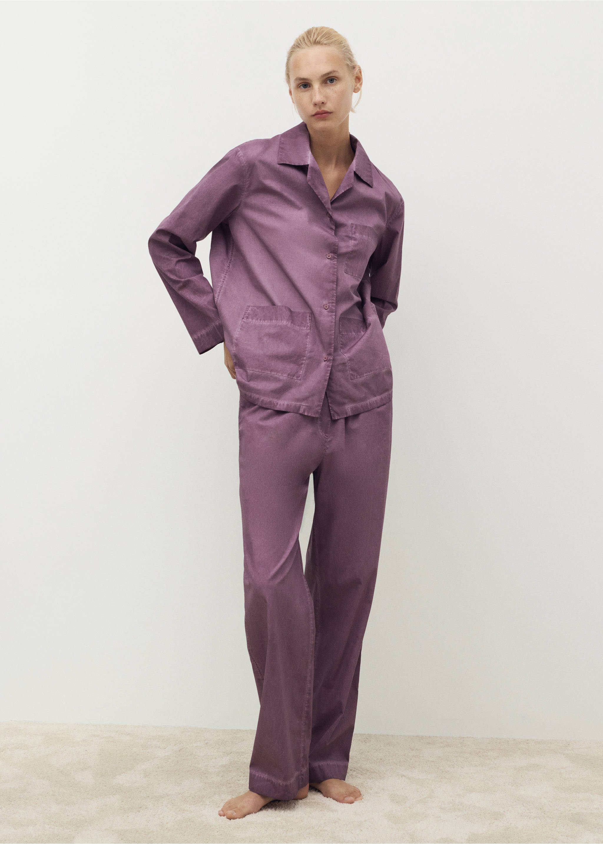 Chemise coton garment-dyed - Plan général, Prune. Ref: 17014112-00.