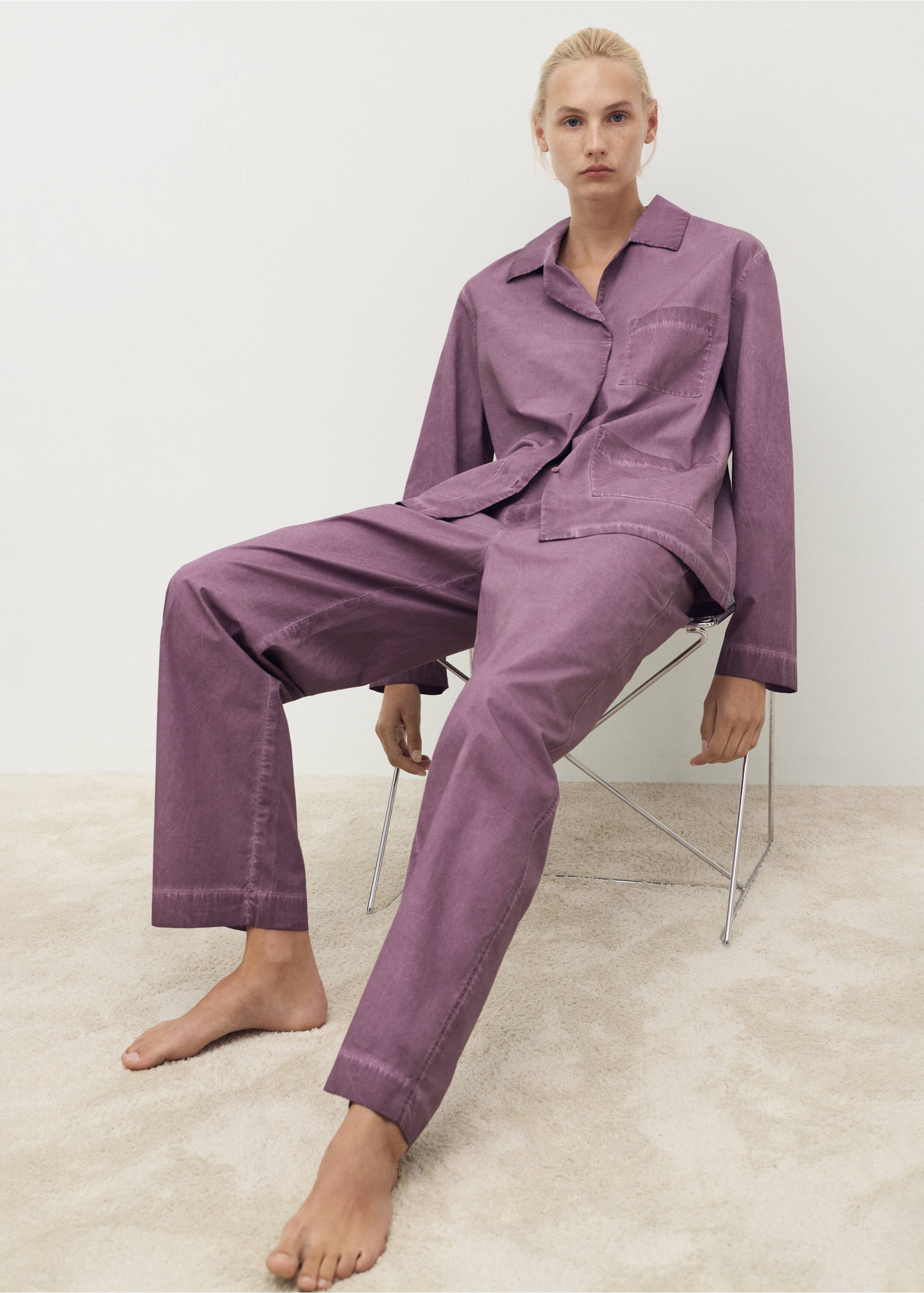 Chemise coton garment-dyed - Détail de l'article 2, Prune. Ref: 17014112-00.