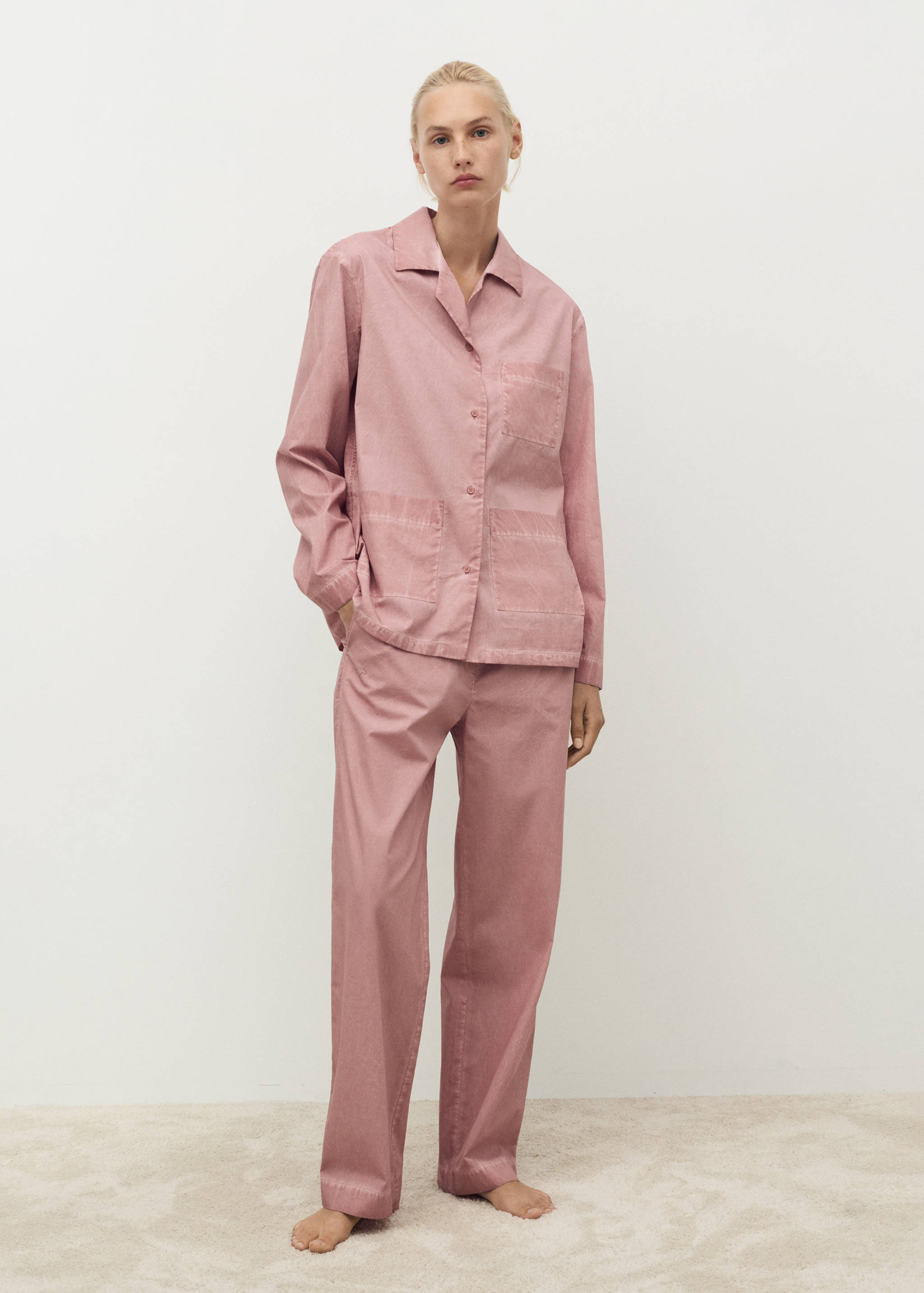 Garment-dyed cotton long trousers - General plane