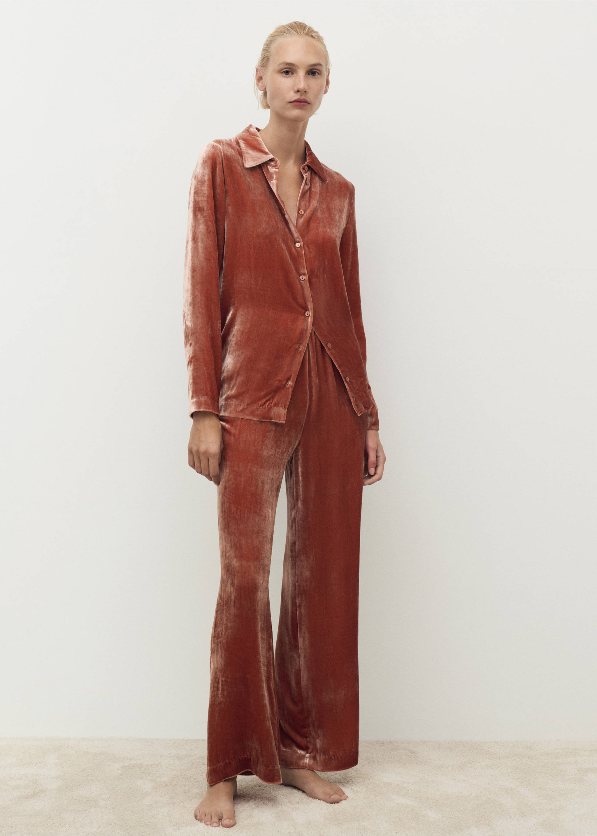 Silk velvet trousers - General plane, Burnt Orange. Ref: 17014114-00.