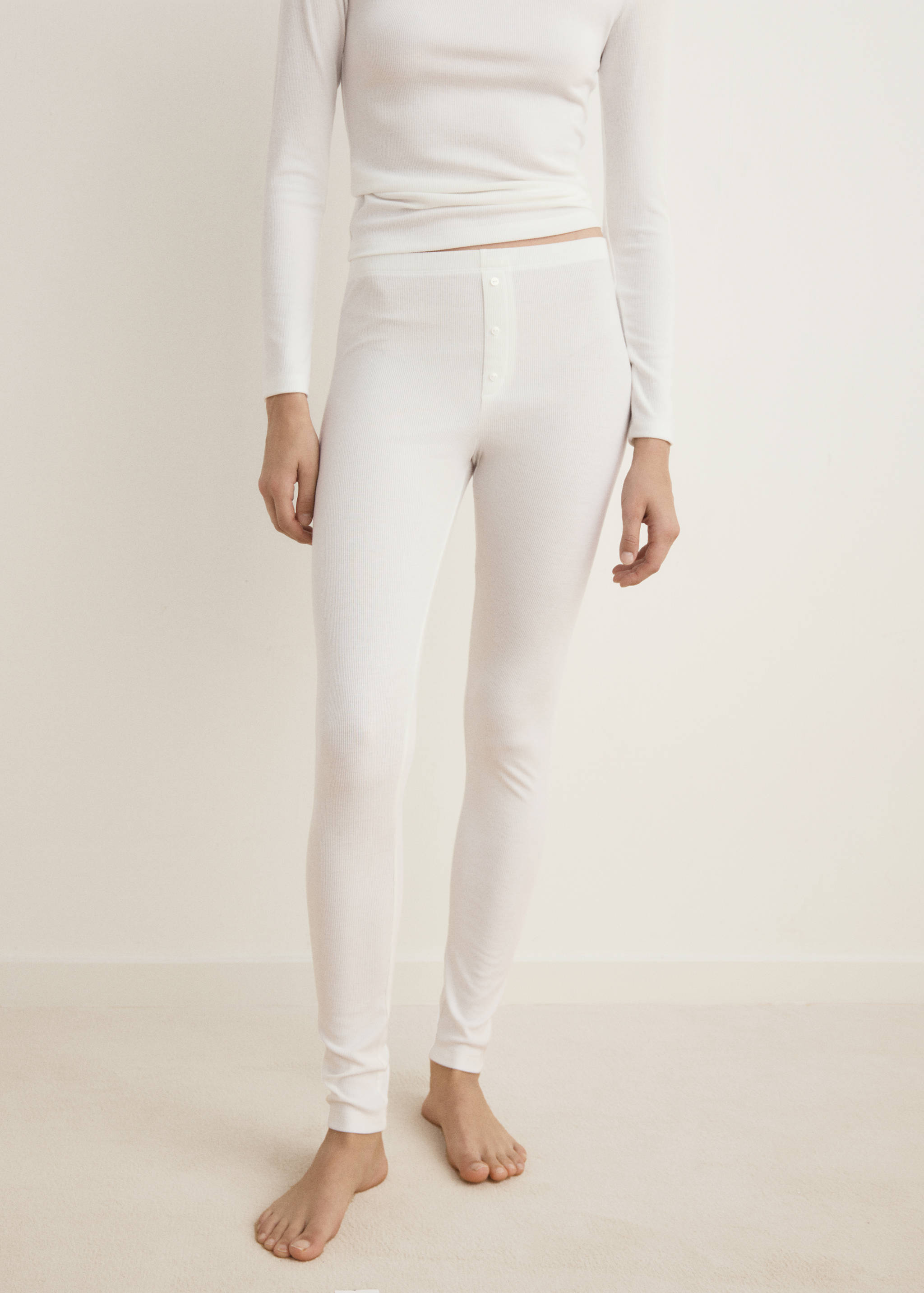 Long rib-knit trousers - Medium plane