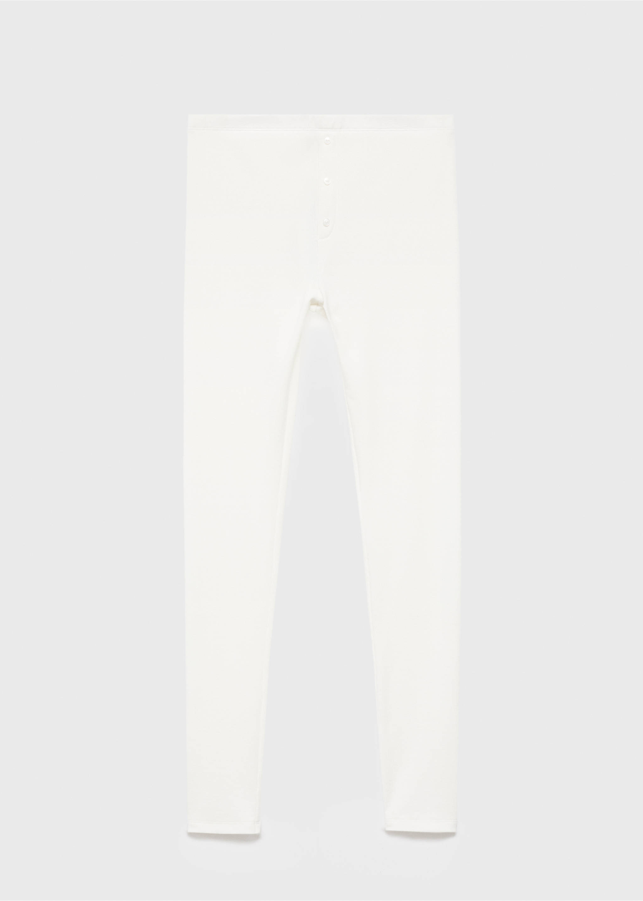 Long rib-knit trousers - Article without model, Ivory White. Ref: 17014115-00.