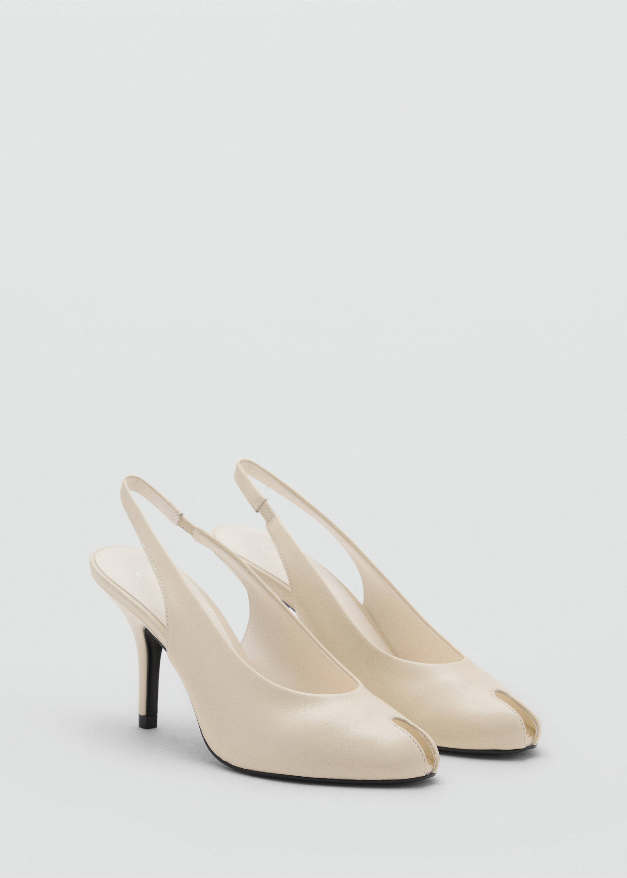 Leather peep-toe high-heeled shoes - Medium plane, Ecru. Ref: 17014119-00.