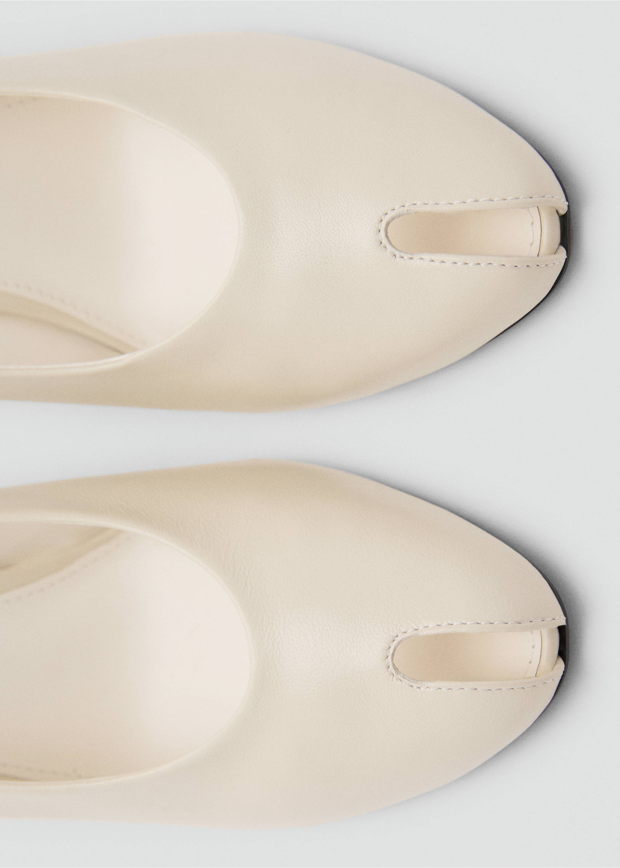 Leather peep-toe high-heeled shoes - Details of the article 2, Ecru. Ref: 17014119-00.