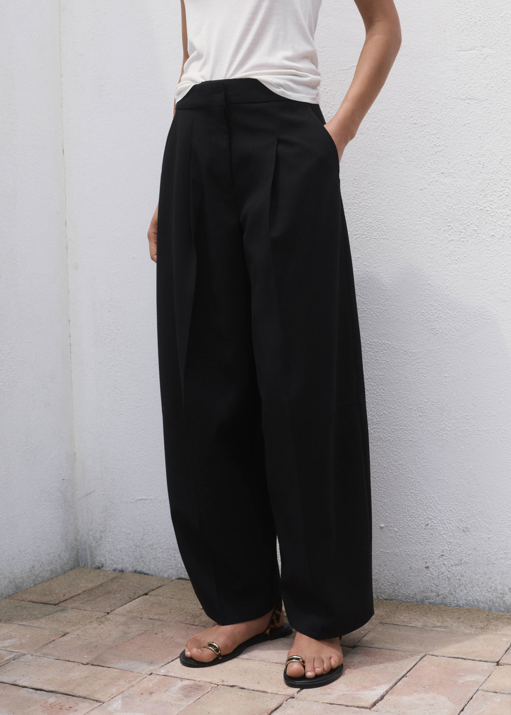 Pantaloni wide leg pinces - Piano medio