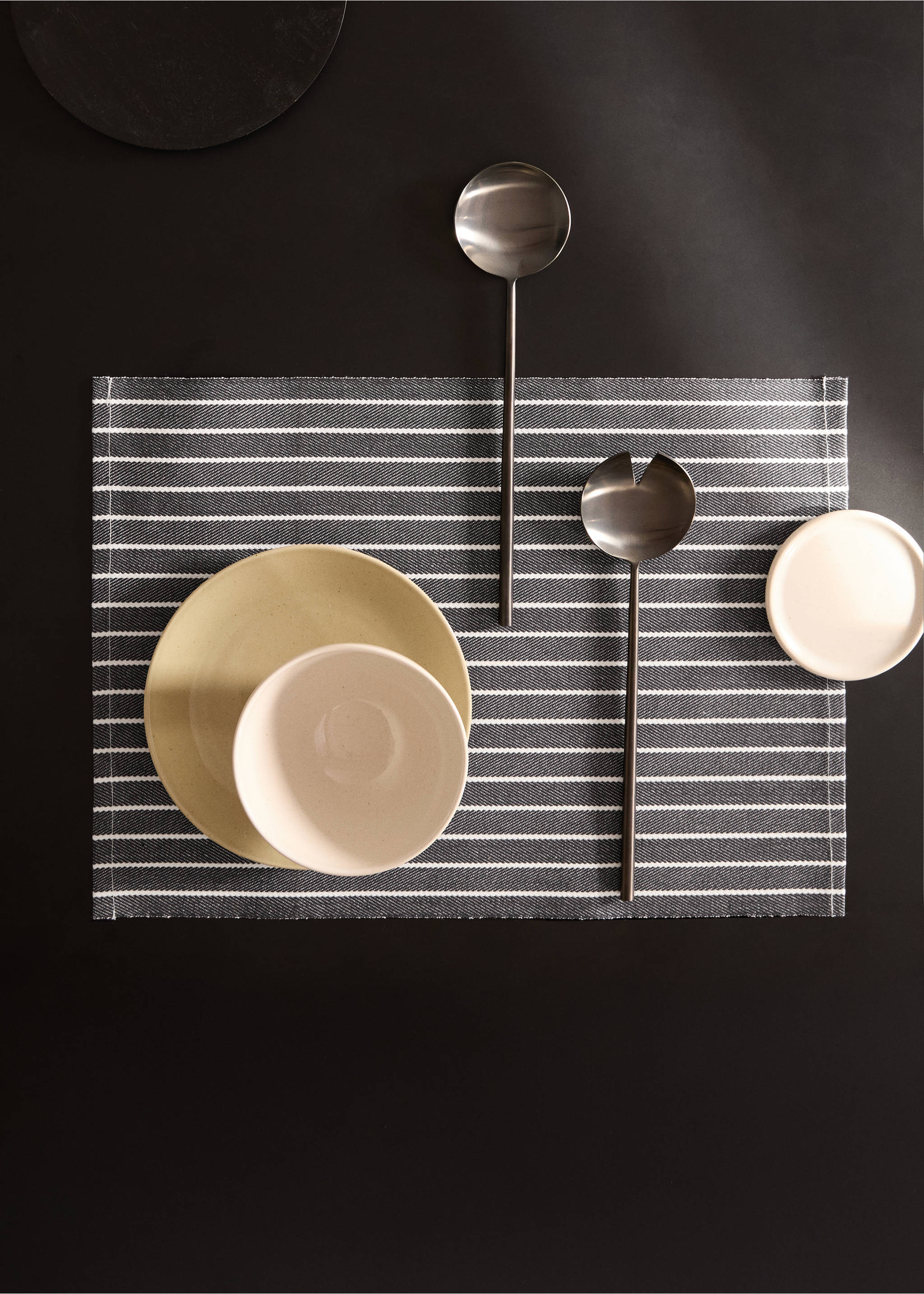 Cotton striped placemats - General plane, Black. Ref: 17014129-00.