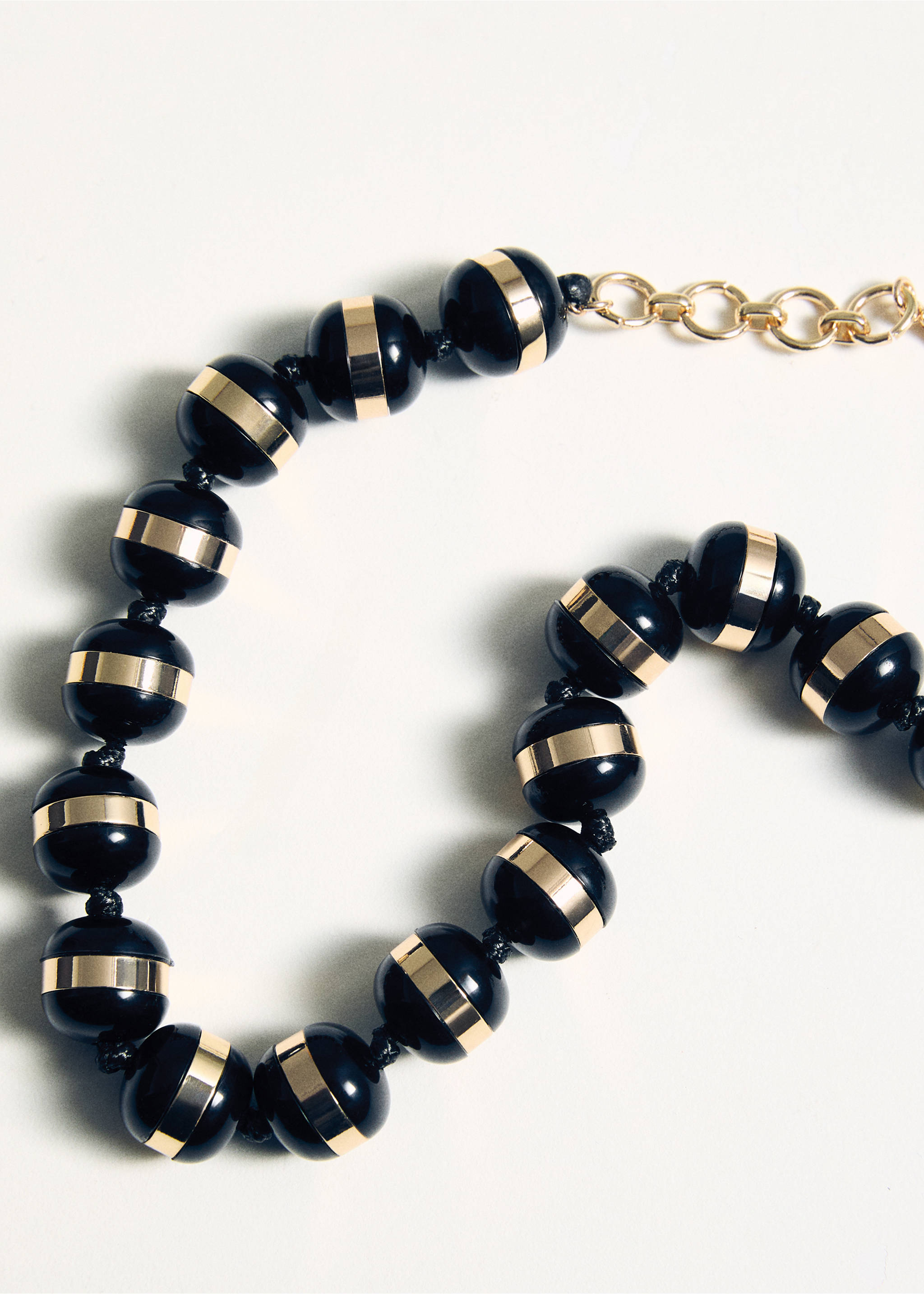 Combined ball necklace - Details of the article 5, Black. Ref: 17014137-00.