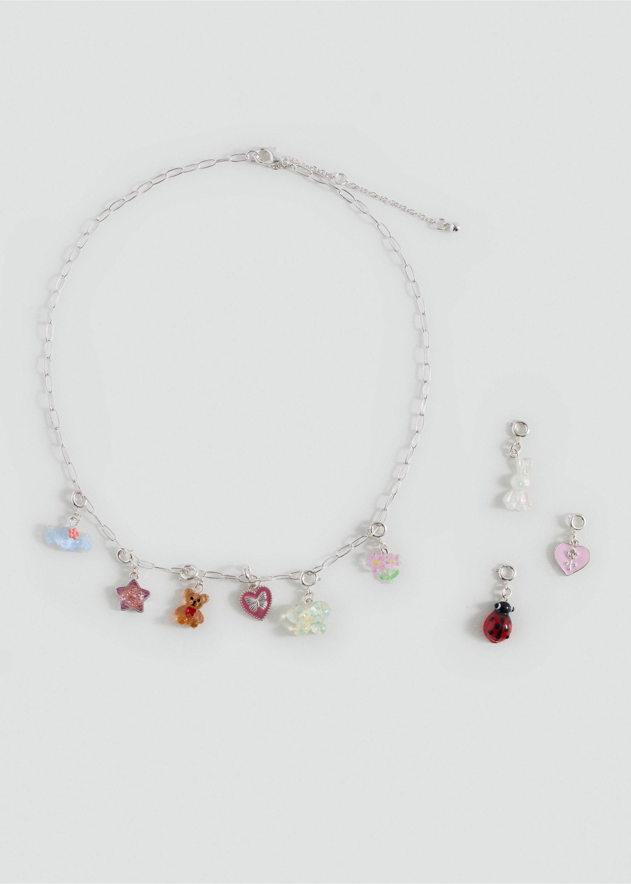Mixed bead necklace - Medium plane, Silver. Ref: 17014138-00.