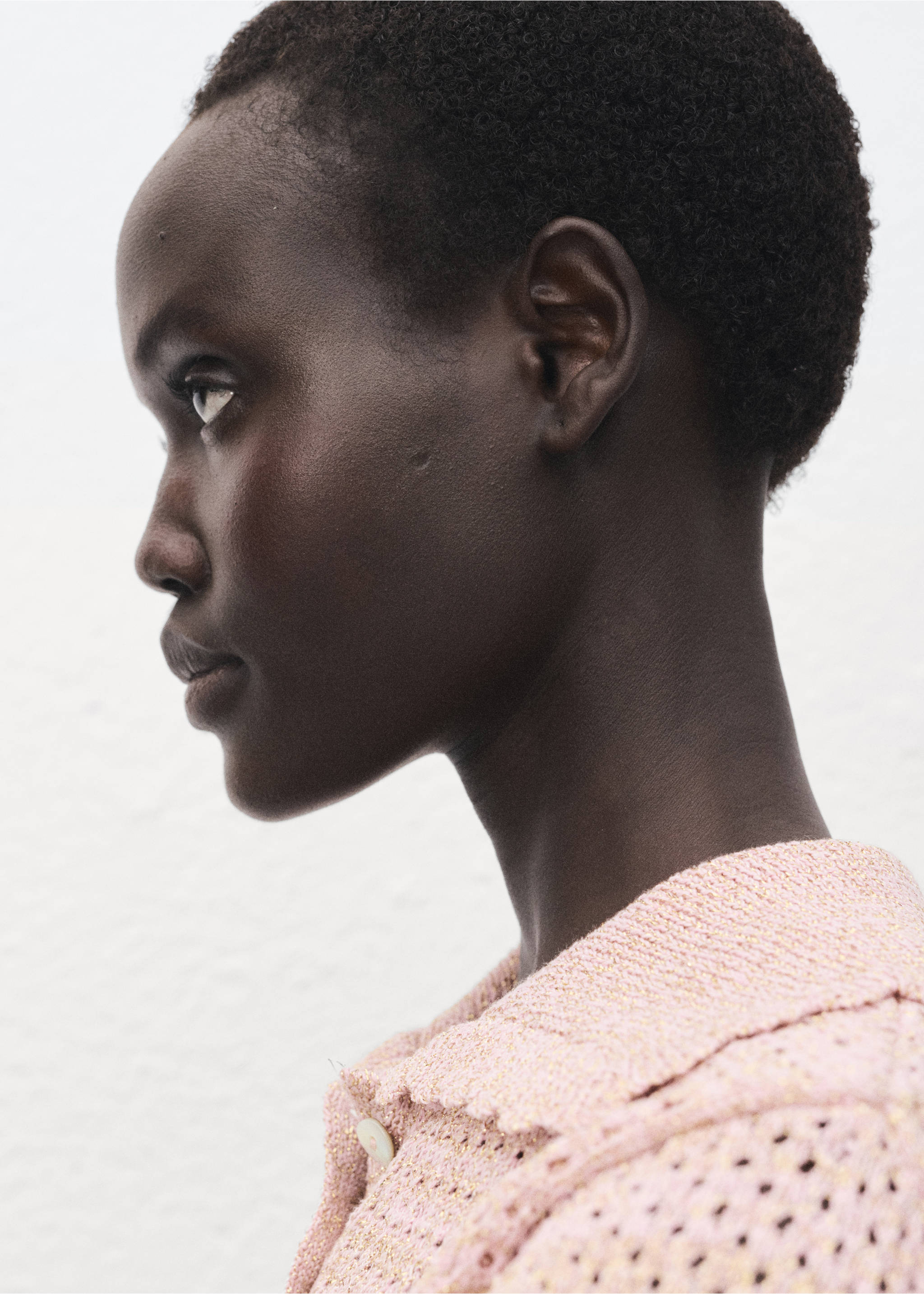 Häkelpullover aus Lurex - Detail des Artikels 6, Pastellrosa. Ref: 17014141-00.