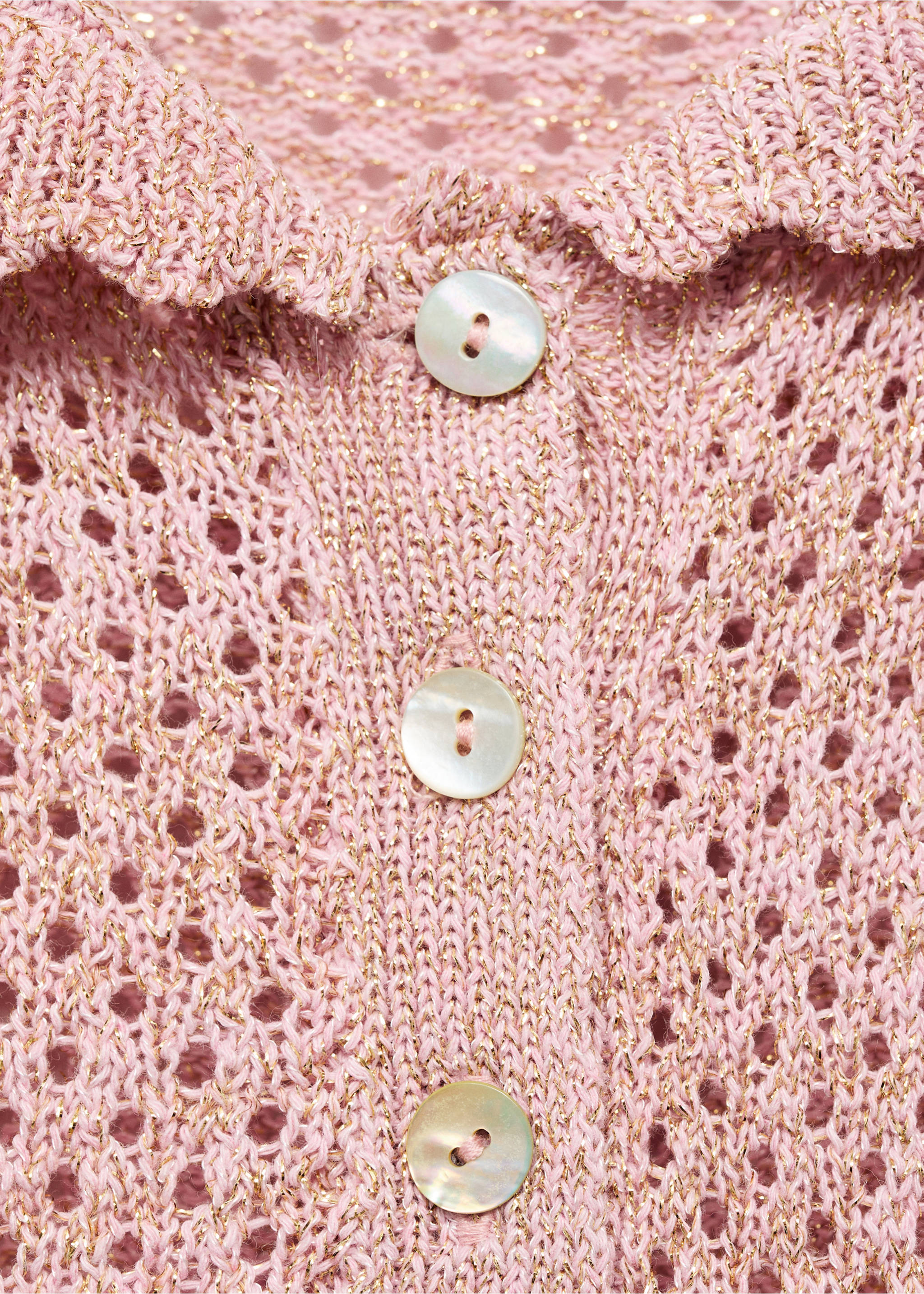 Häkelpullover aus Lurex - Detail des Artikels 8, Pastellrosa. Ref: 17014141-00.
