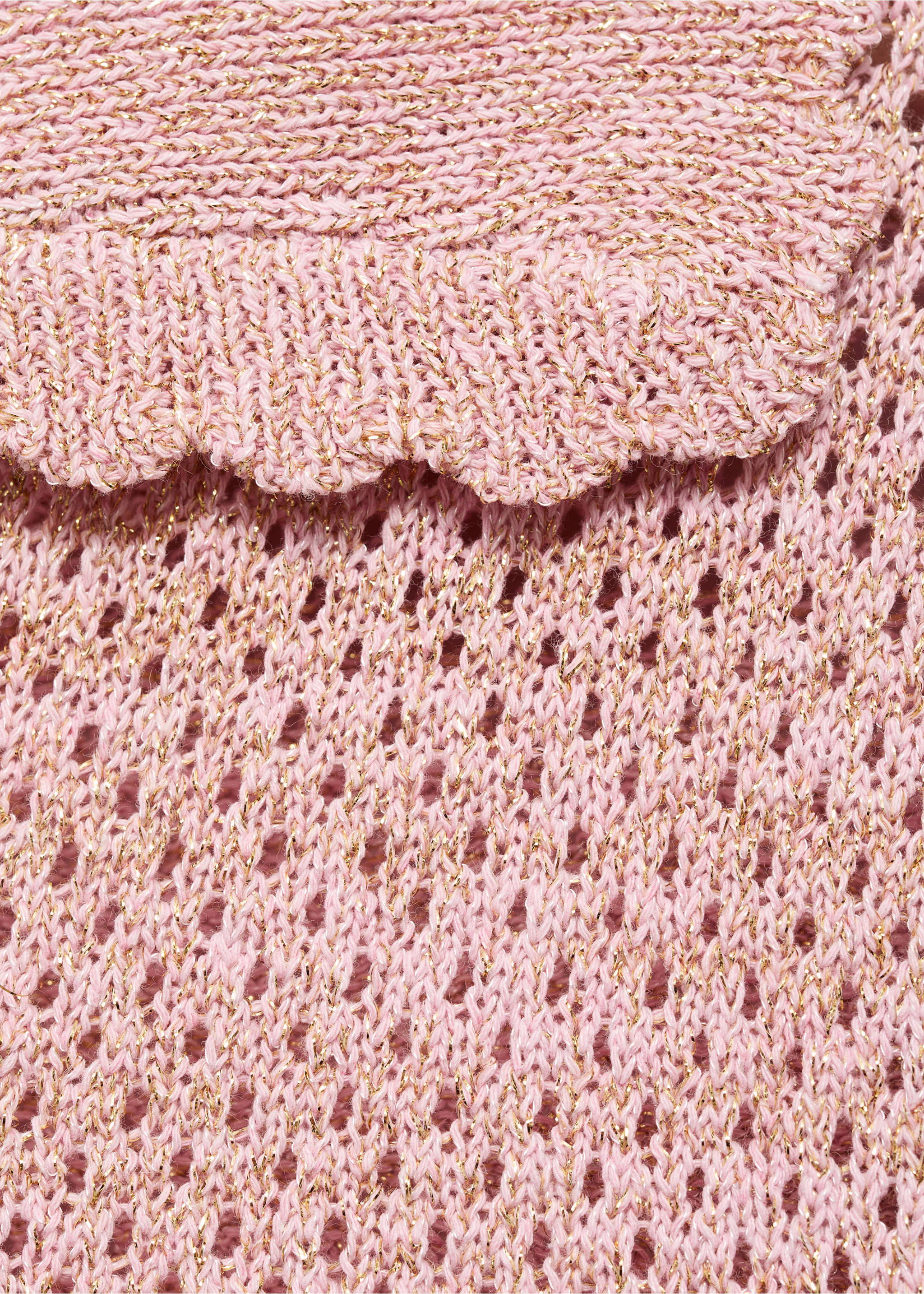 Häkelpullover aus Lurex - Detail des Artikels 0, Pastellrosa. Ref: 17014141-00.