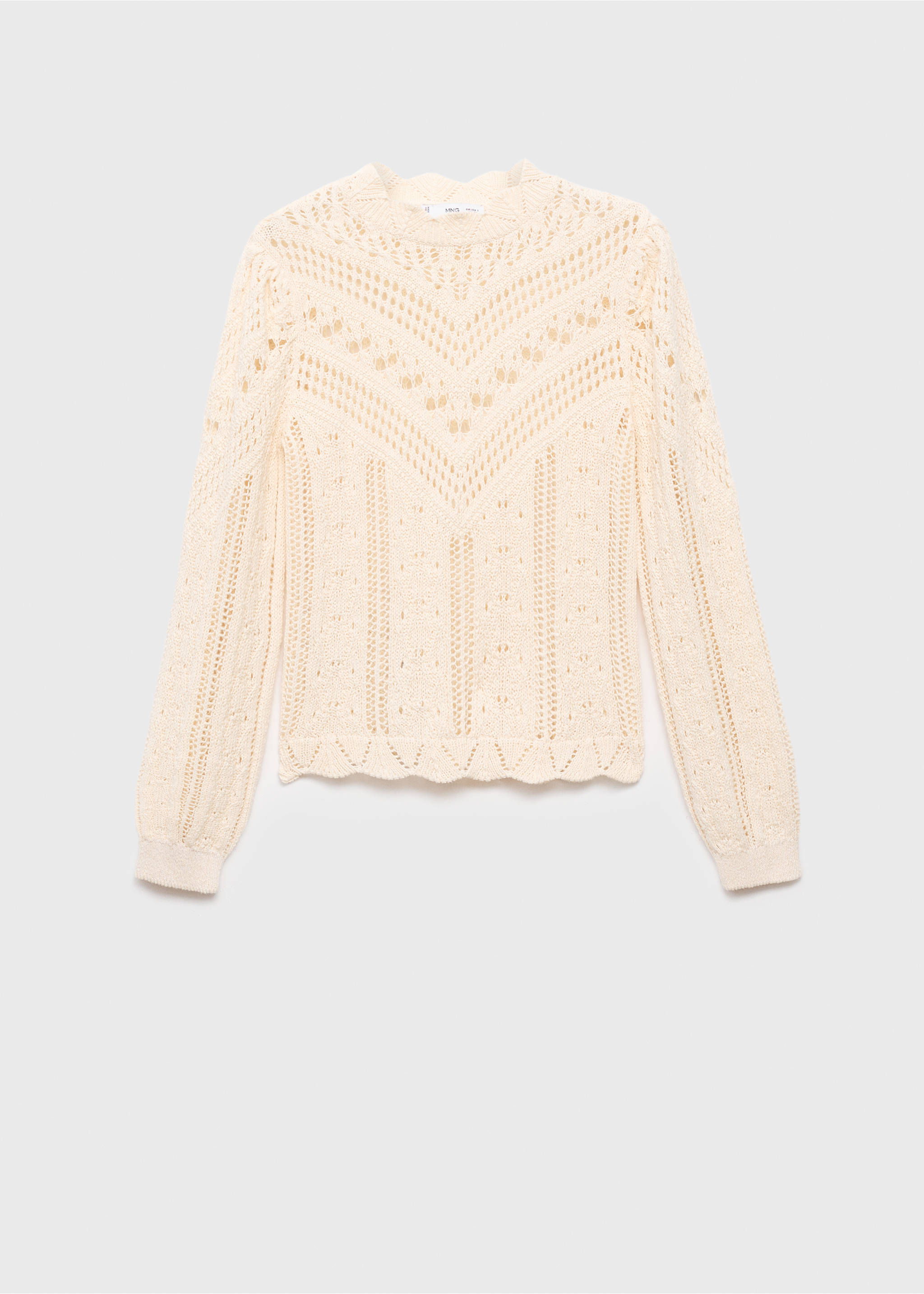 Knitted sweater with openwork details - Article without model, Ecru. Ref: 17014142-00.