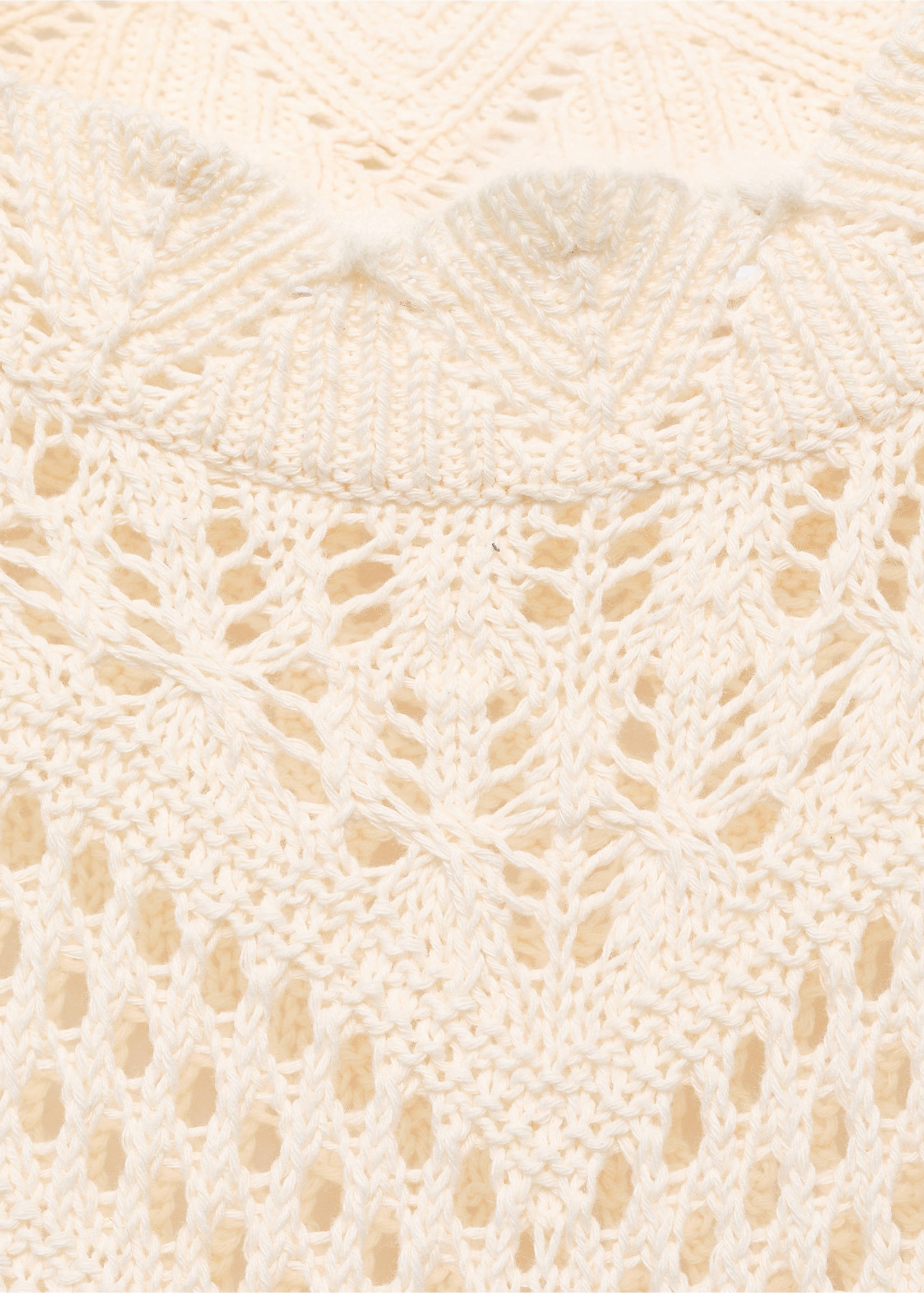 Knitted sweater with openwork details - Details of the article 8, Ecru. Ref: 17014142-00.