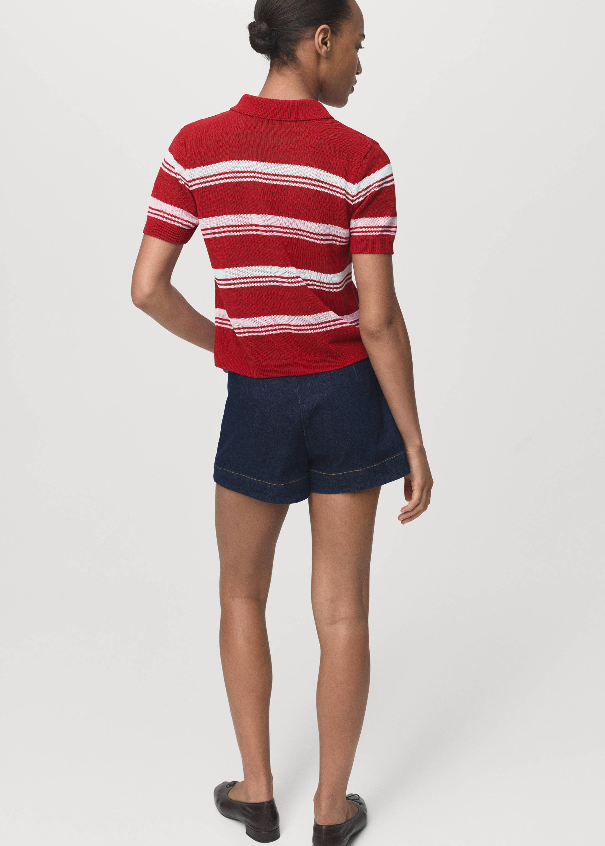 Striped polo-neck sweater - Reverse of the article