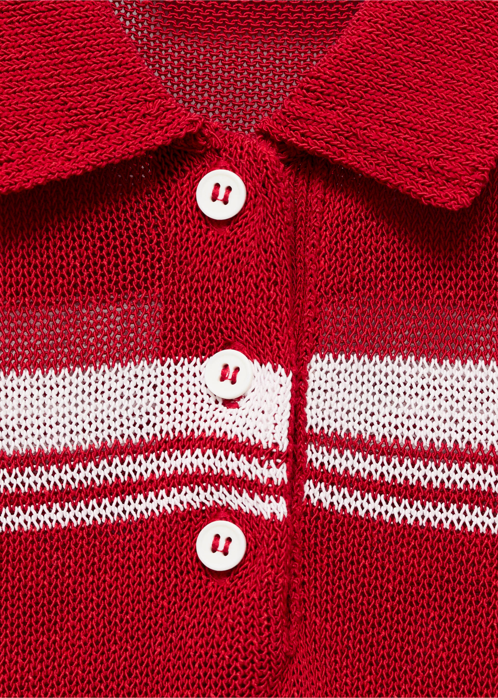 Striped polo-neck sweater - Details of the article 8, Red. Ref: 17014143-00.