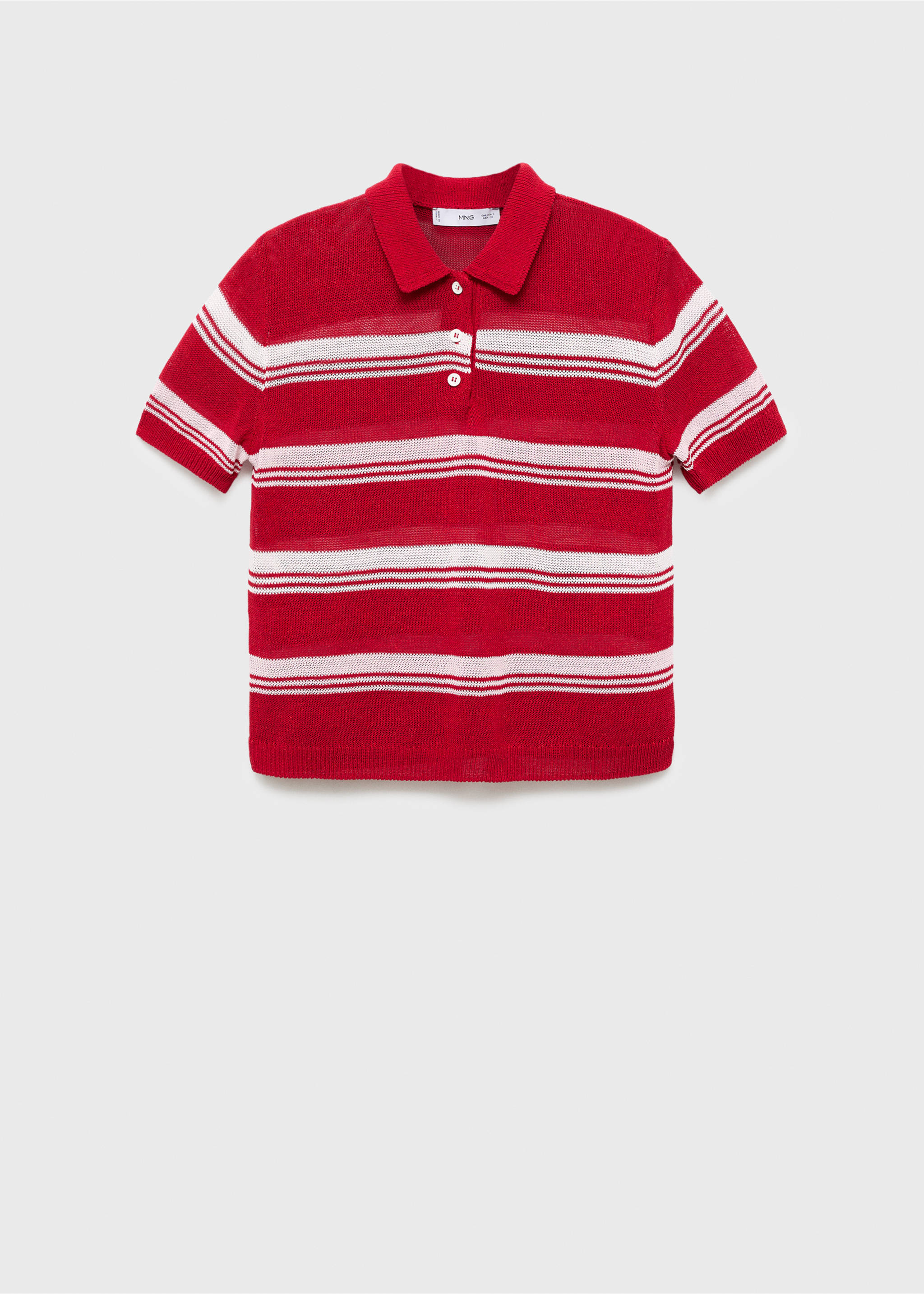 Striped polo-neck sweater - Article without model, Red. Ref: 17014143-00.