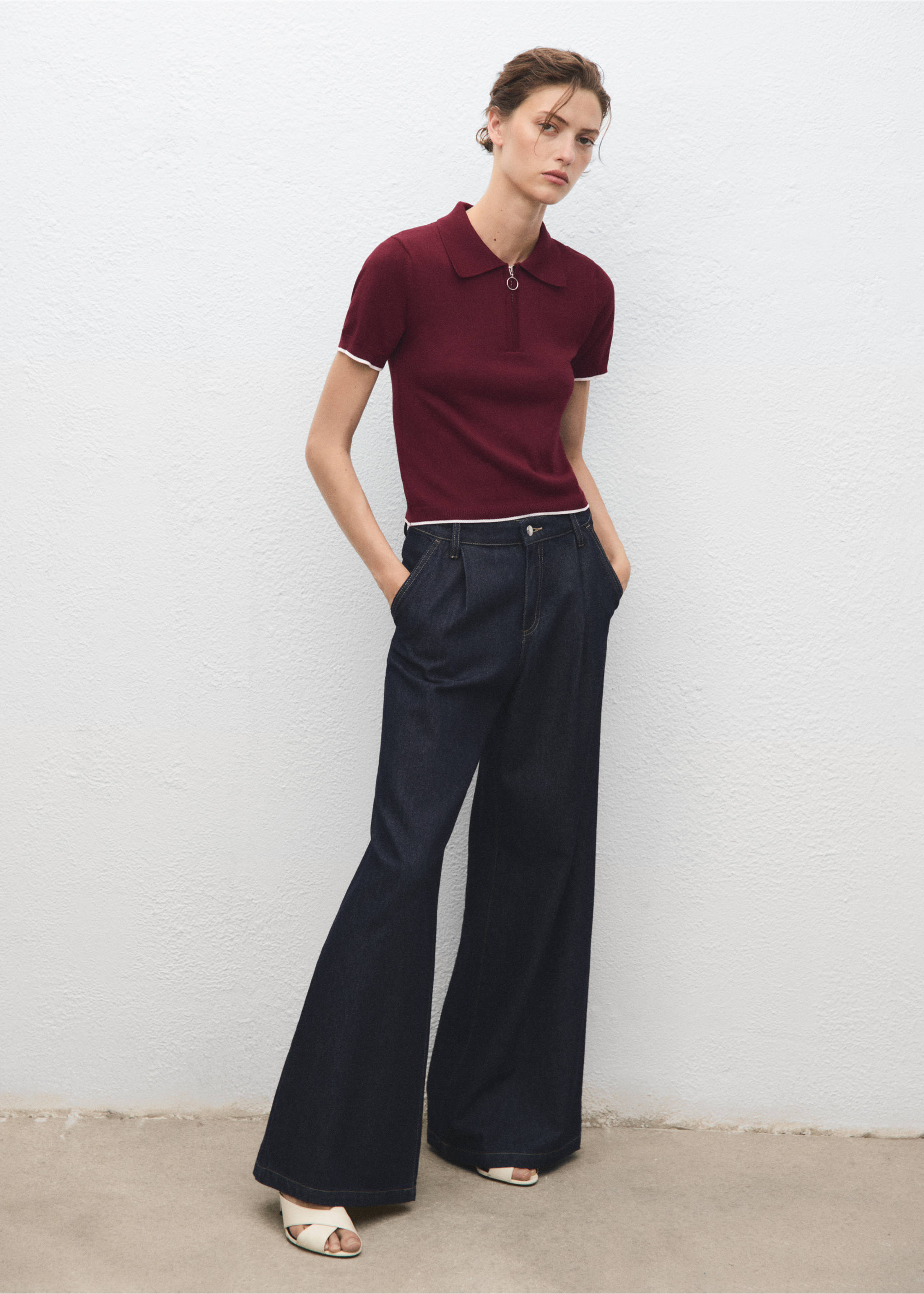 Polo-neck sweater with zip - General plane, Wine. Ref: 17014144-00.