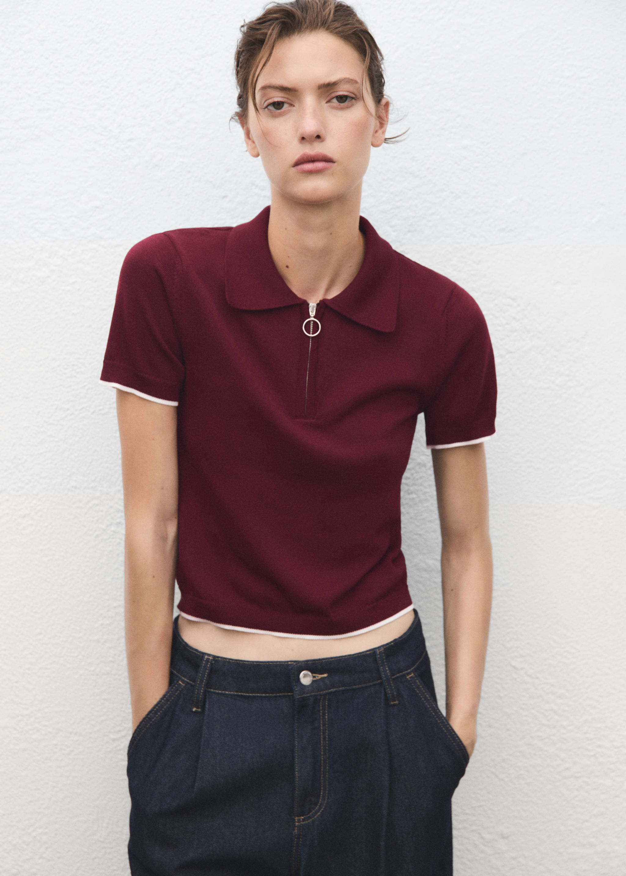 Polo-neck sweater with zip - Medium plane